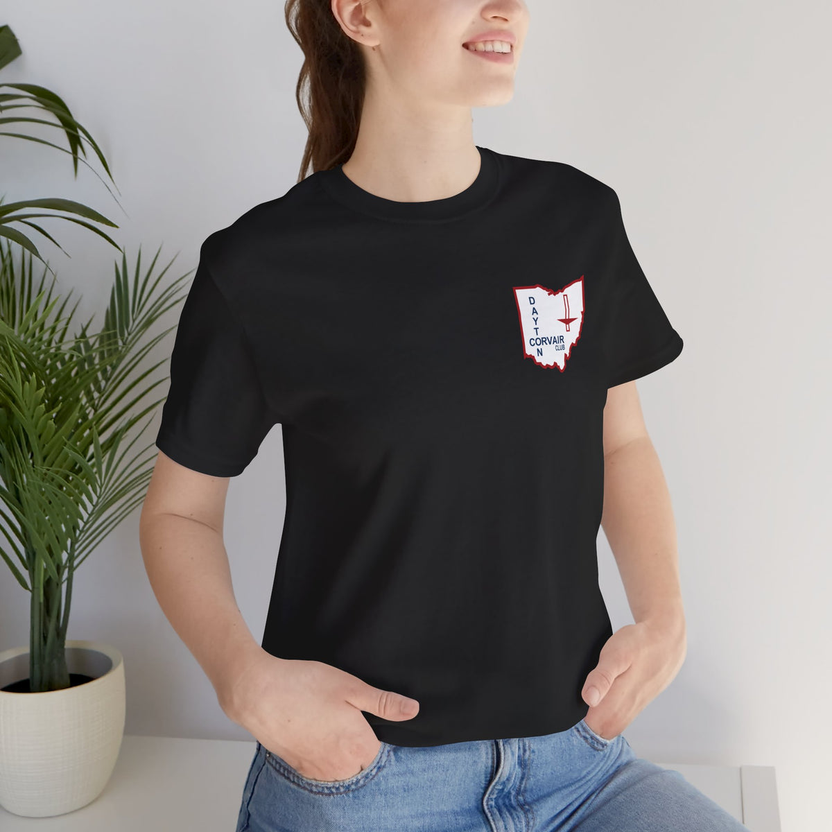 Dayton Corvair Club T-Shirt Unisex Jersey Short Sleeve Tee - Front and Back Logos
