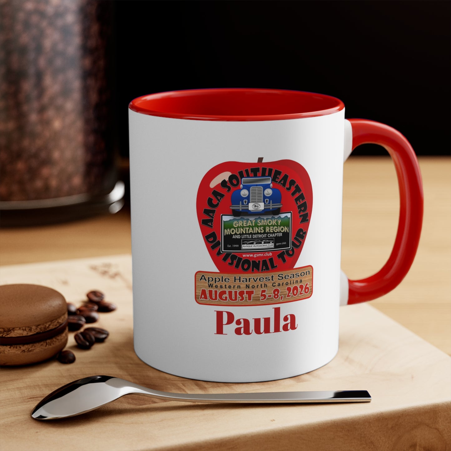 AACA Southeastern Divisional Tour PAULA Personalized Apple Harvest Festival Mug — 11oz Accent Coffee Cup (Custom Name)