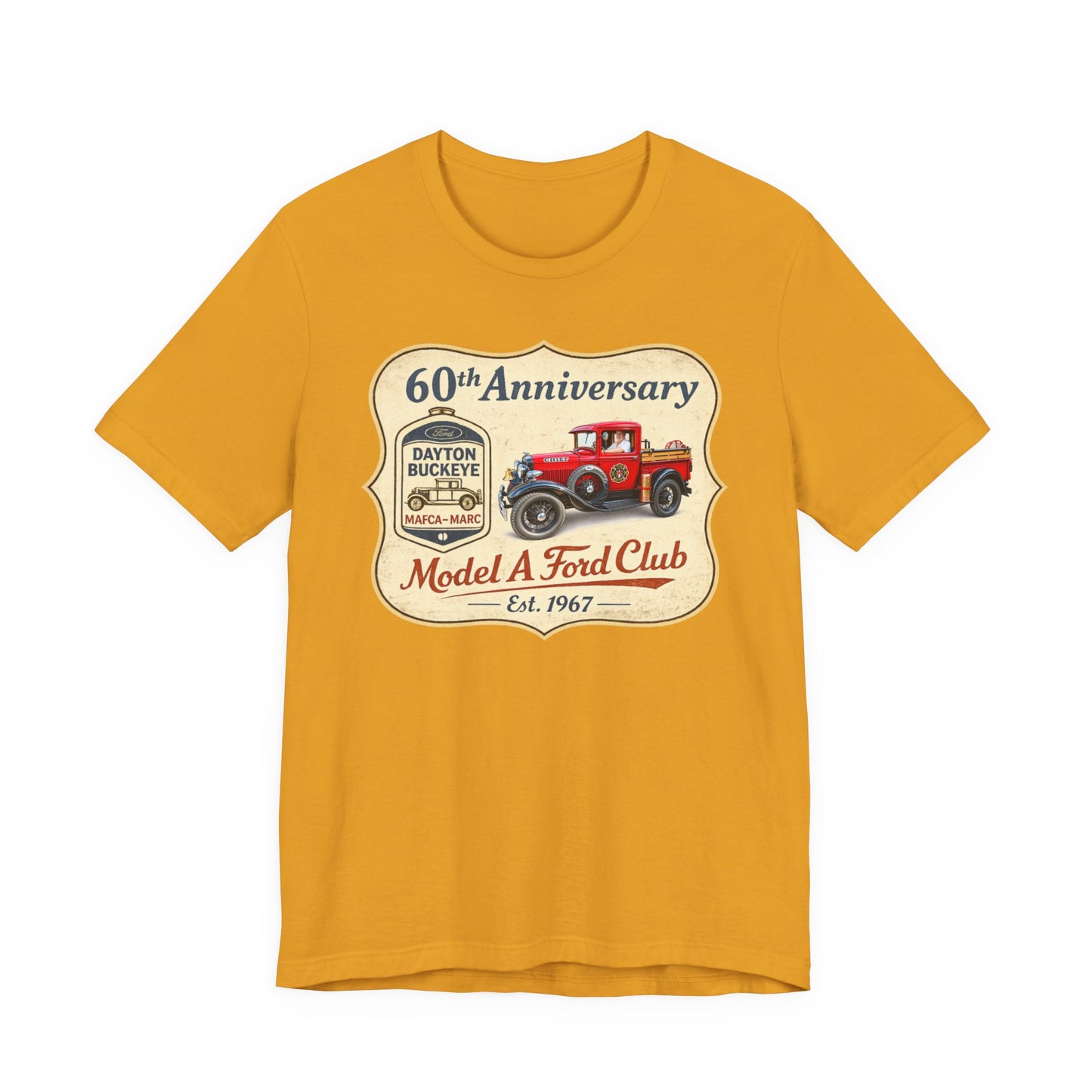 Dayton Buckeye Model A Ford Club 60th Anniversary Tee (LTG) - Vintage Red Fire Truck Tee