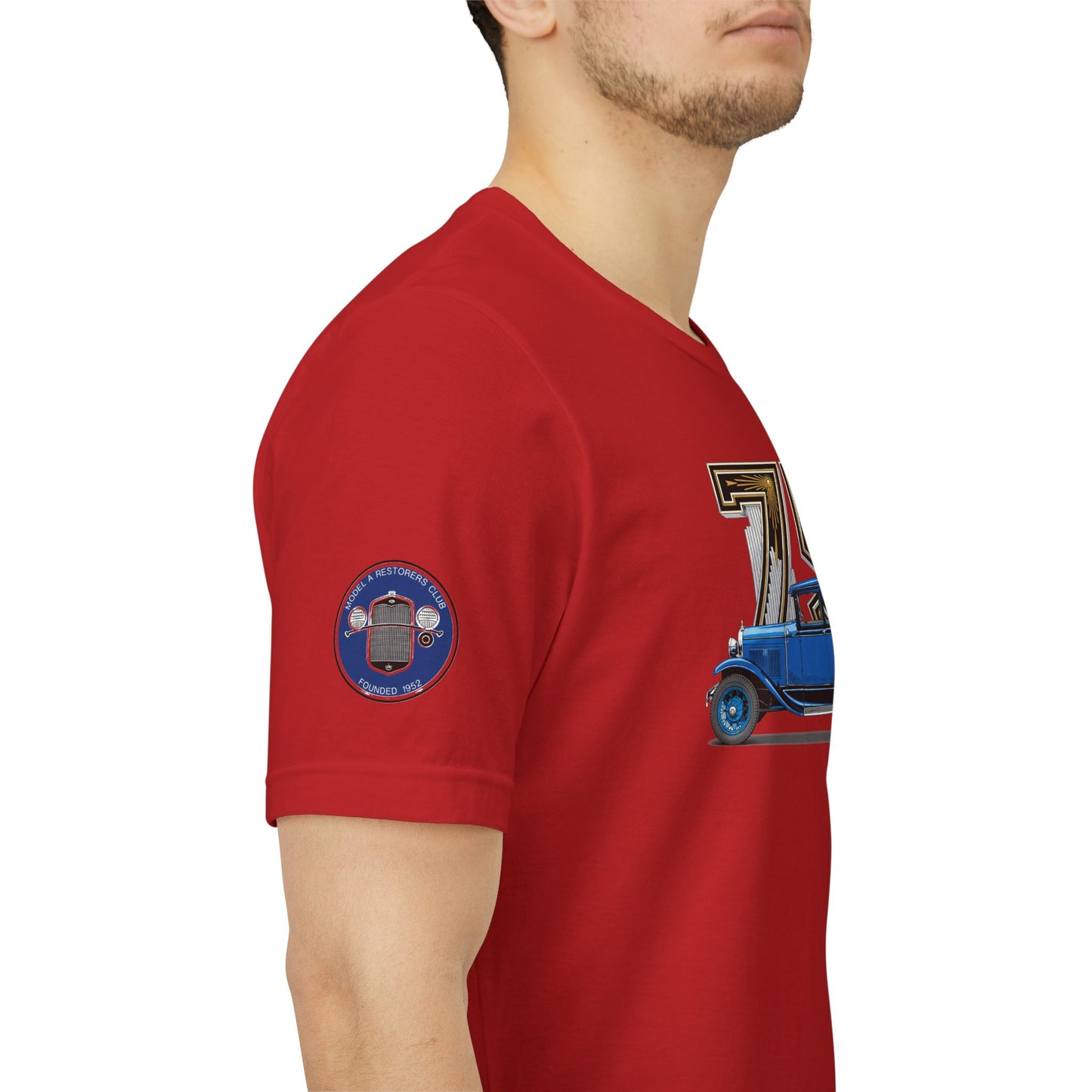 MARC 75th Anniversary T-shirt with blue sedan and MARC logos on both sleeves