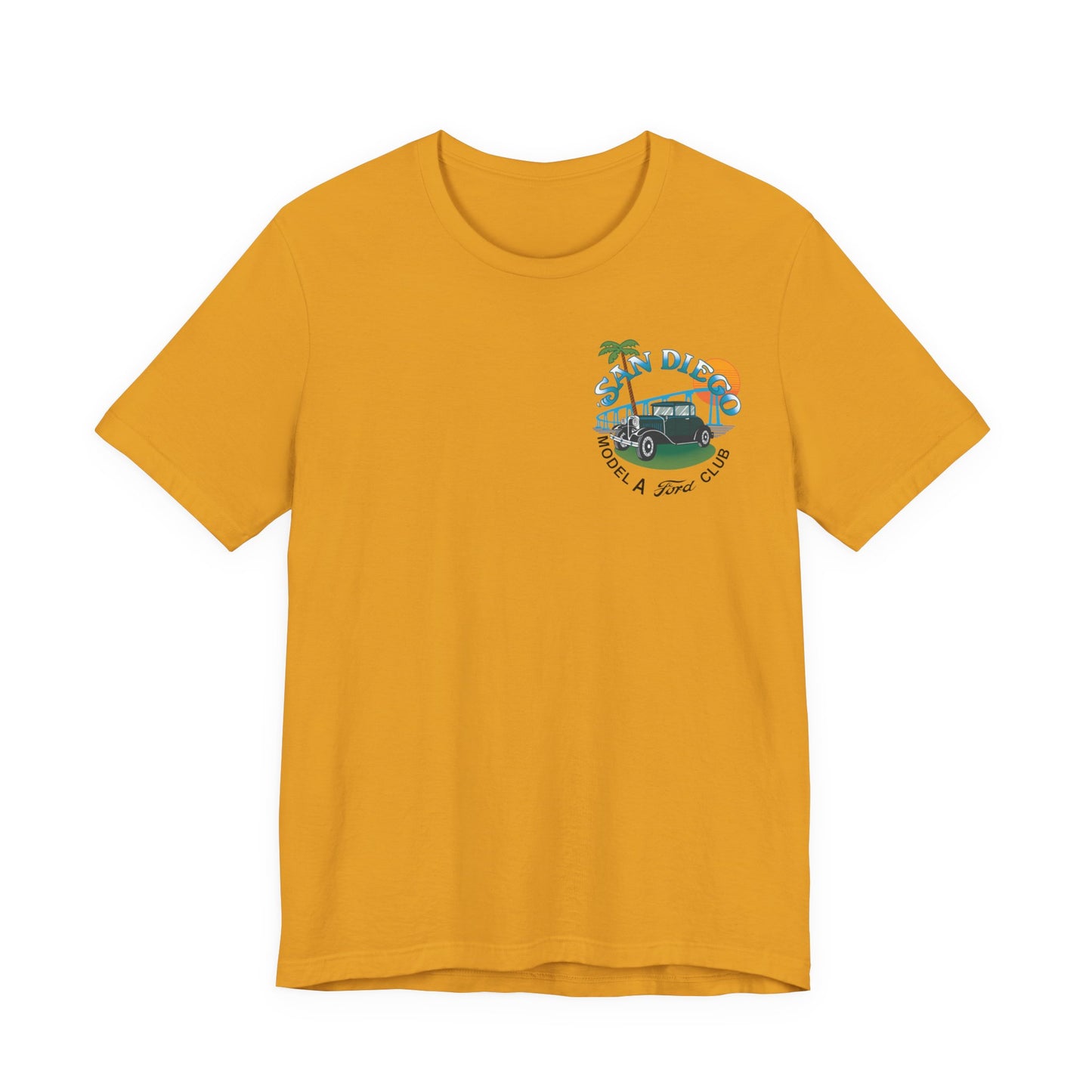 San Diego Model A Ford Club Tee — Small Logo on Chest and Large Logo on Back