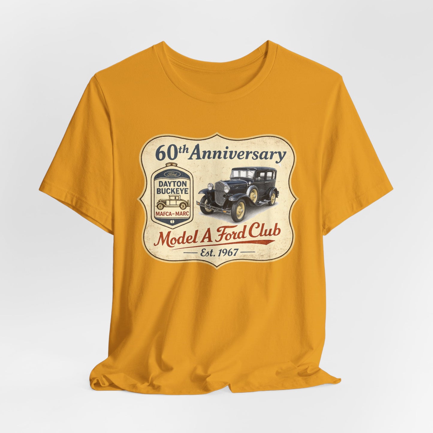 Dayton Buckeye Model A Ford Club 60th Anniversary Tee (LTG) - Unisex Jersey Short Sleeve Tee