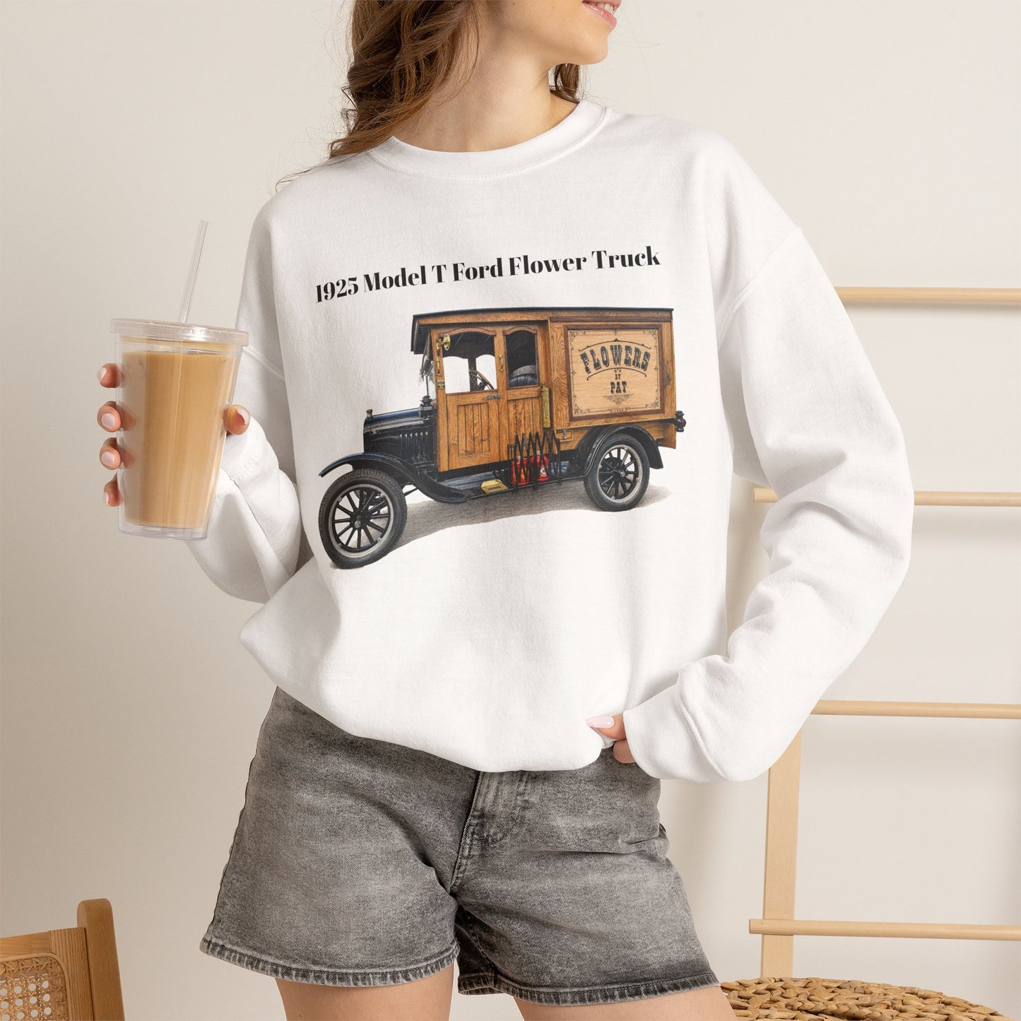 1925 Model T Ford Flower Delivery Truck Sweatshirt (DanS) - Unisex Heavy Blend™ Crewneck Sweatshirt