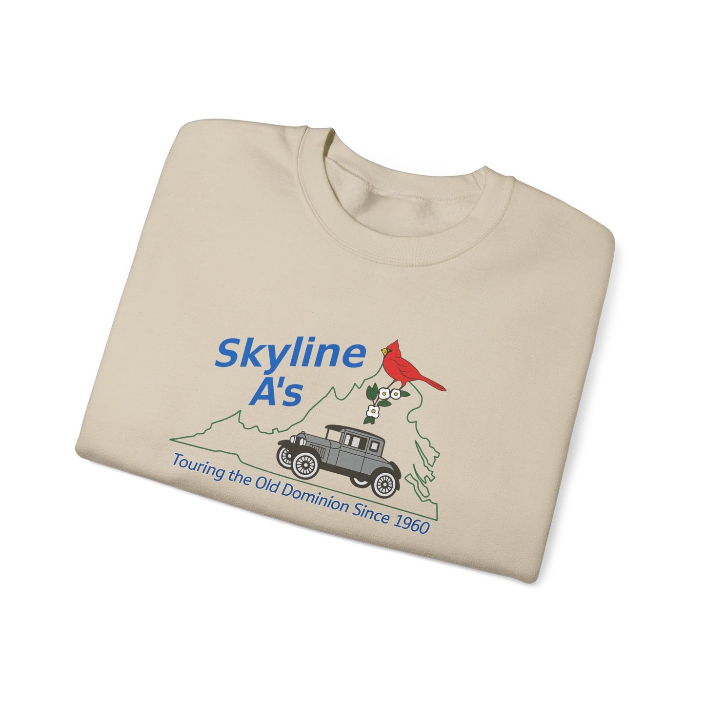 Skyline A's Crewneck Sweatshirt – Vintage Roadtrip Cardinal Tour Design