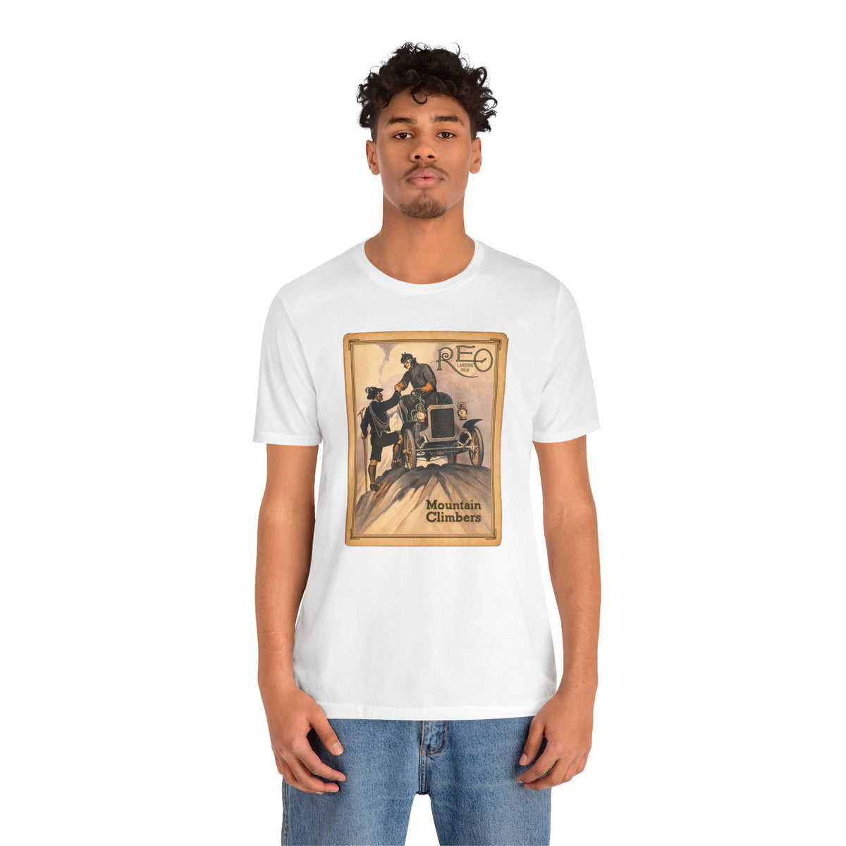 REO Lansing Michigan Mountain Climbers T-Shirt - Unisex Soft Short Sleeve Tee