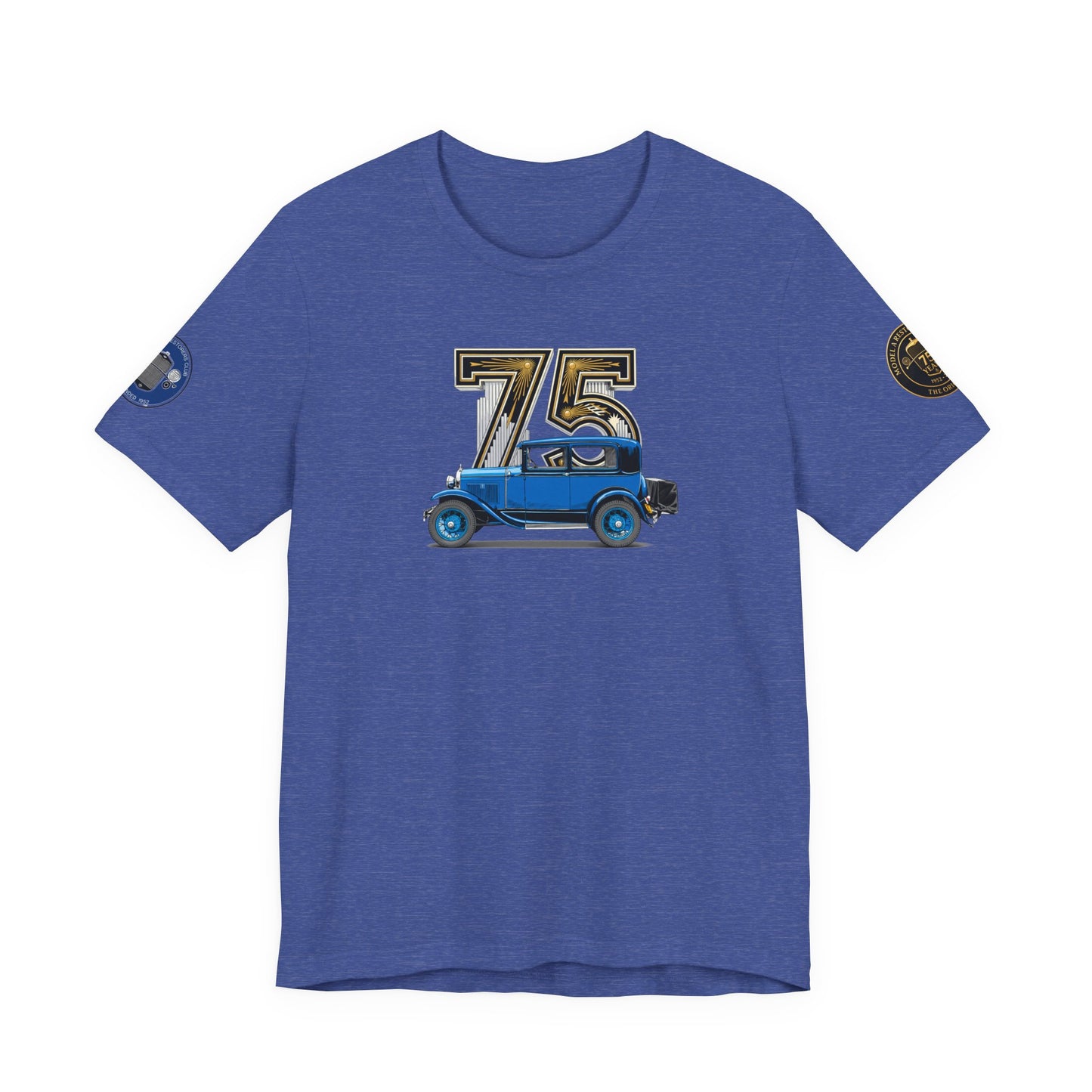 MARC 75th Anniversary T-shirt with blue sedan and MARC logos on both sleeves