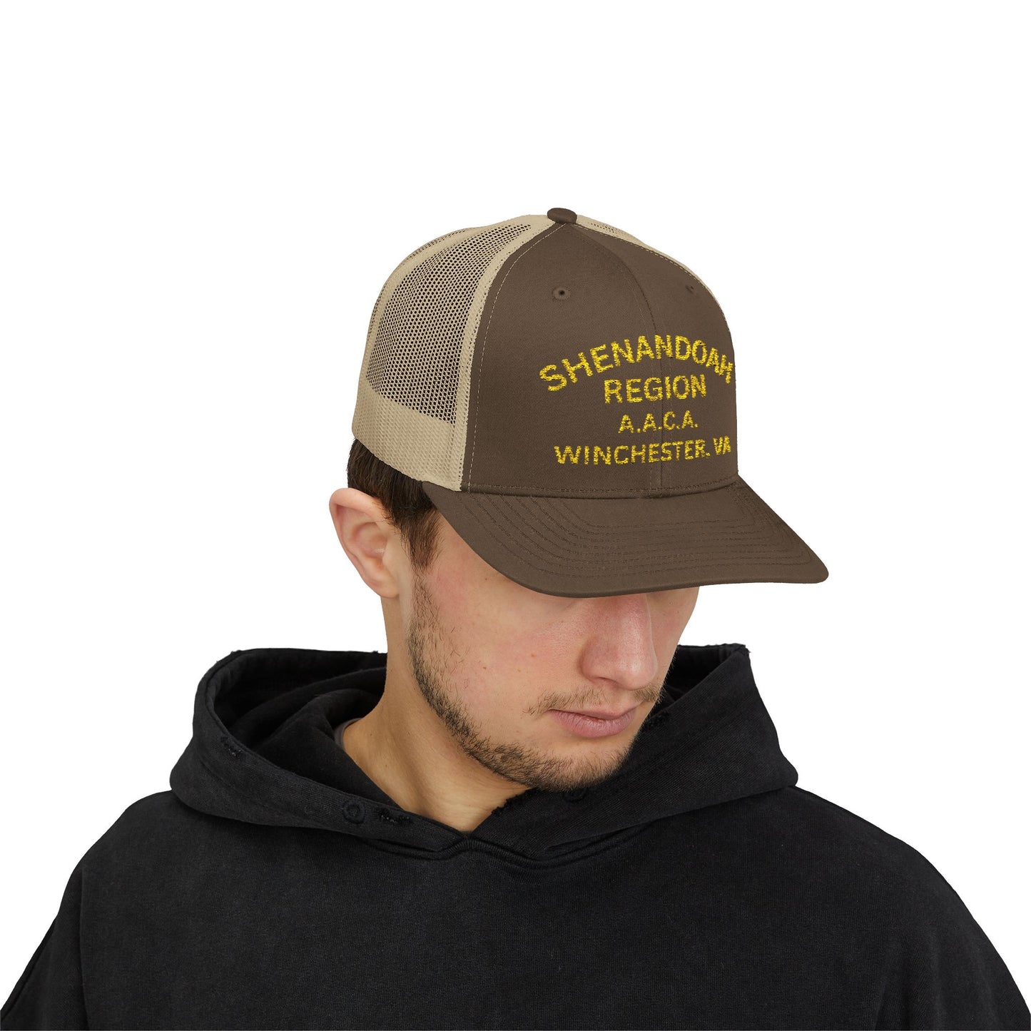 Shenandoah Region Embroidered Trucker Cap — "Shenandoah Region A.A.C.A. Winchester, VA" Mesh Snapback