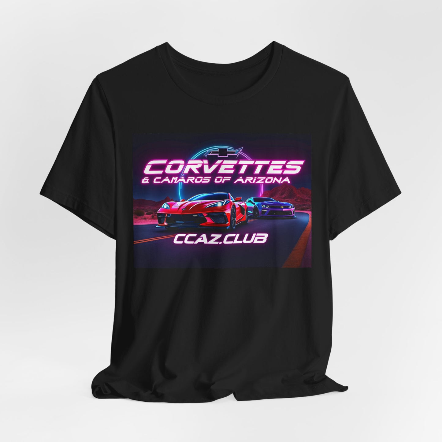 Corvettes & Camaros of Arizona Tee — CCAZ Club Retro Neon Car Shirt