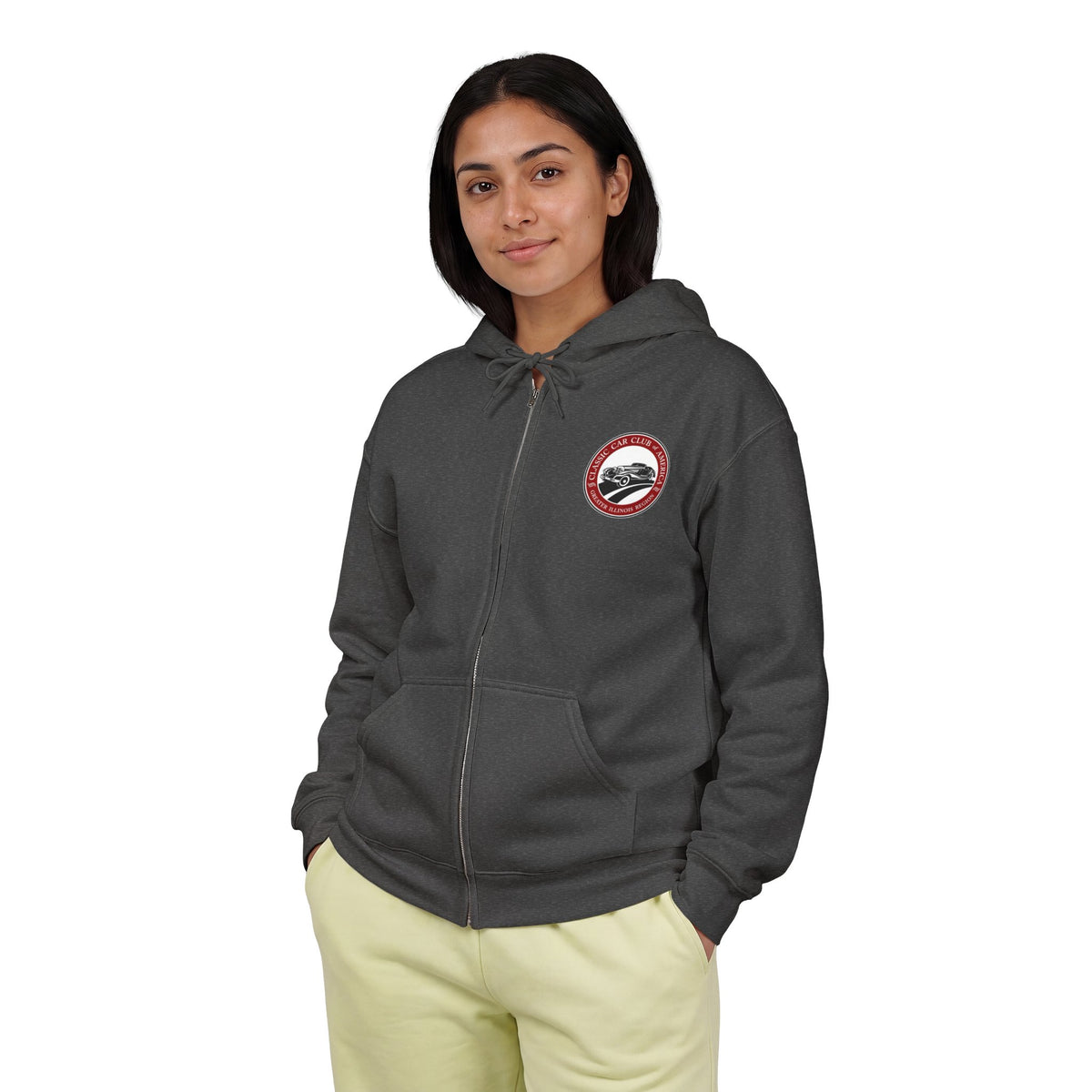 Classic Car Club of America Greater Illinois Region Classic Car Zip Hoodie — Front and Back Logos