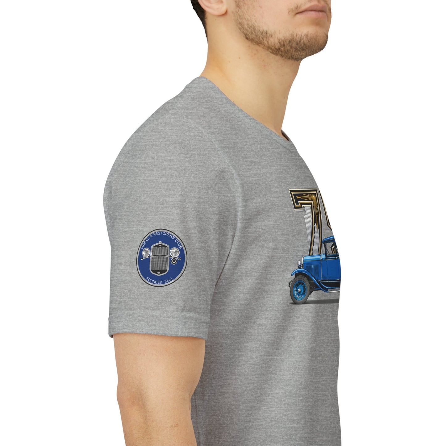 MARC 75th Anniversary T-shirt with blue sedan and MARC logos on both sleeves
