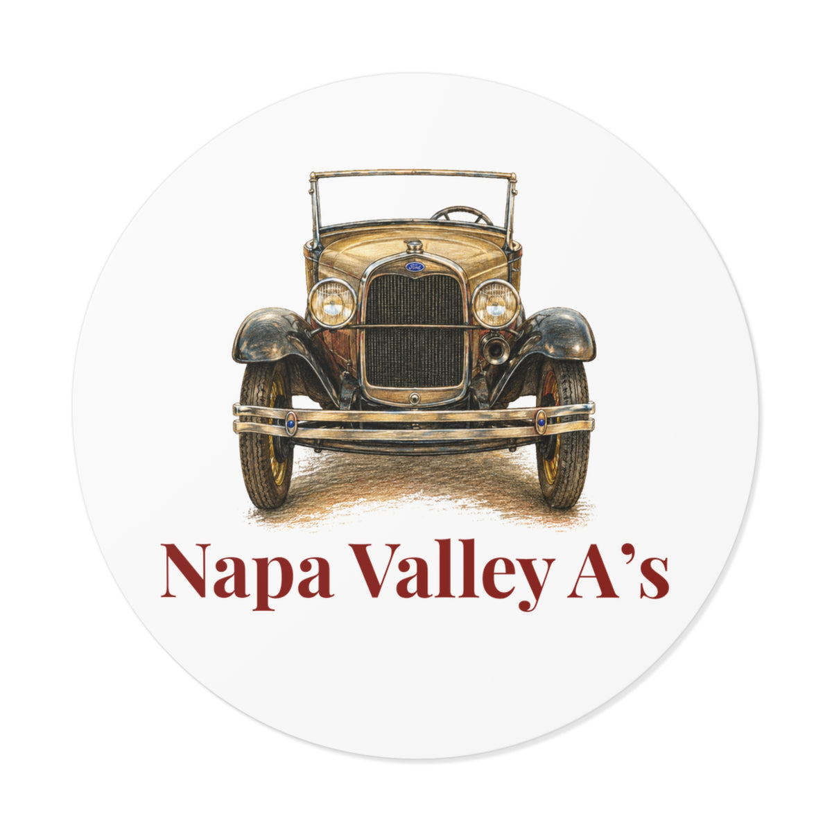 Napa Valley A's Round Vinyl Sticker — Great for Windshields!