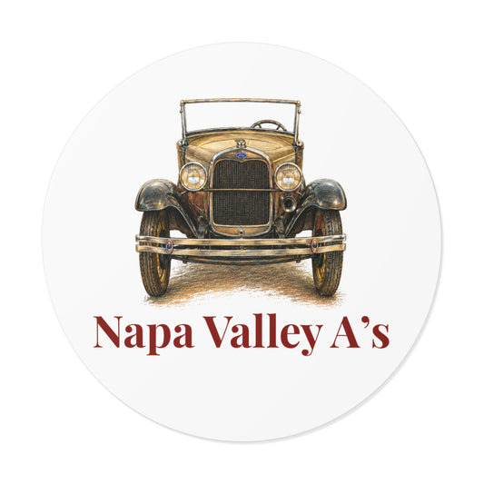 Napa Valley A's Round Vinyl Sticker — Great for Windshields!