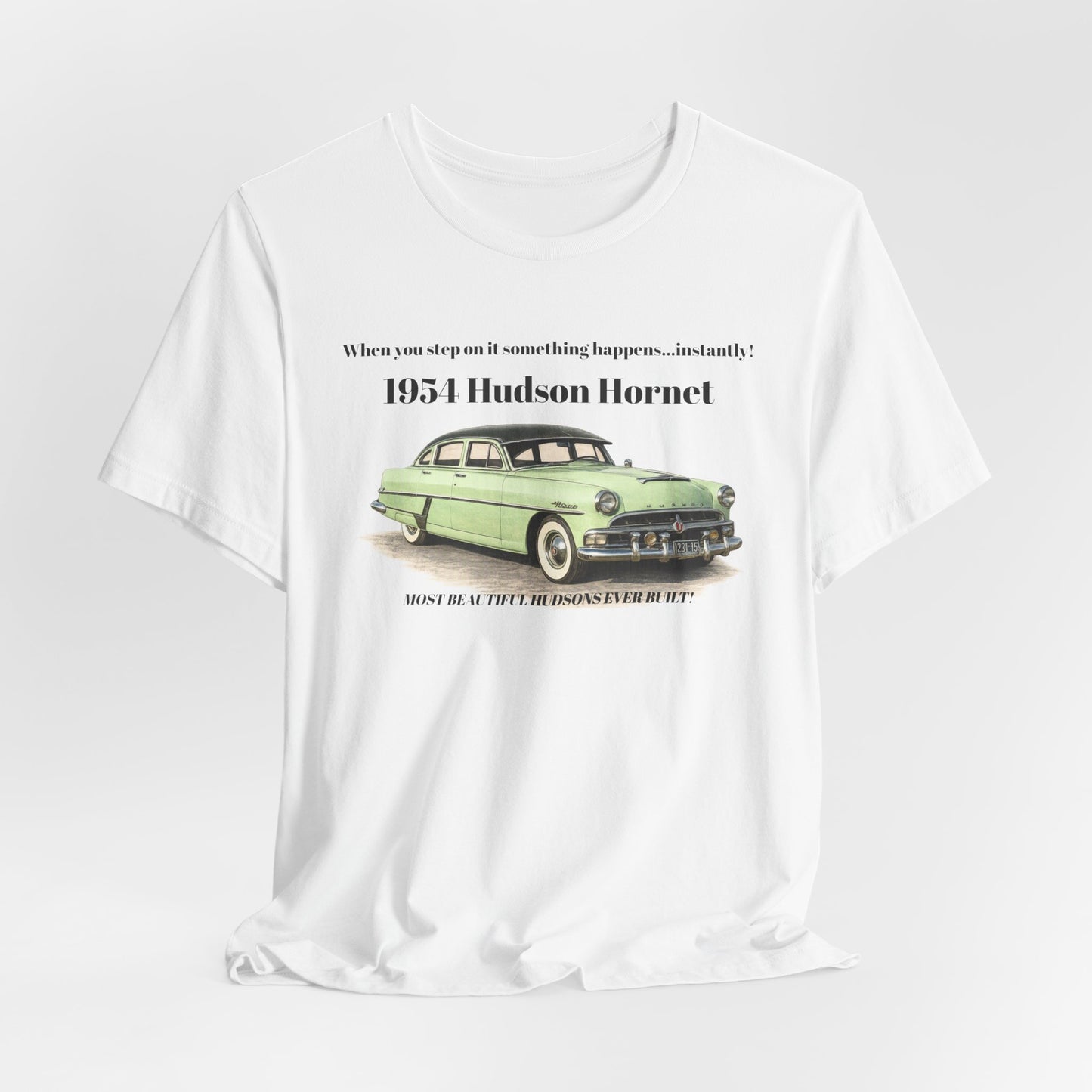 1954 Hudson Hornet Vintage Car Tee — Retro Classic Car Graphic T-Shirt (JF)