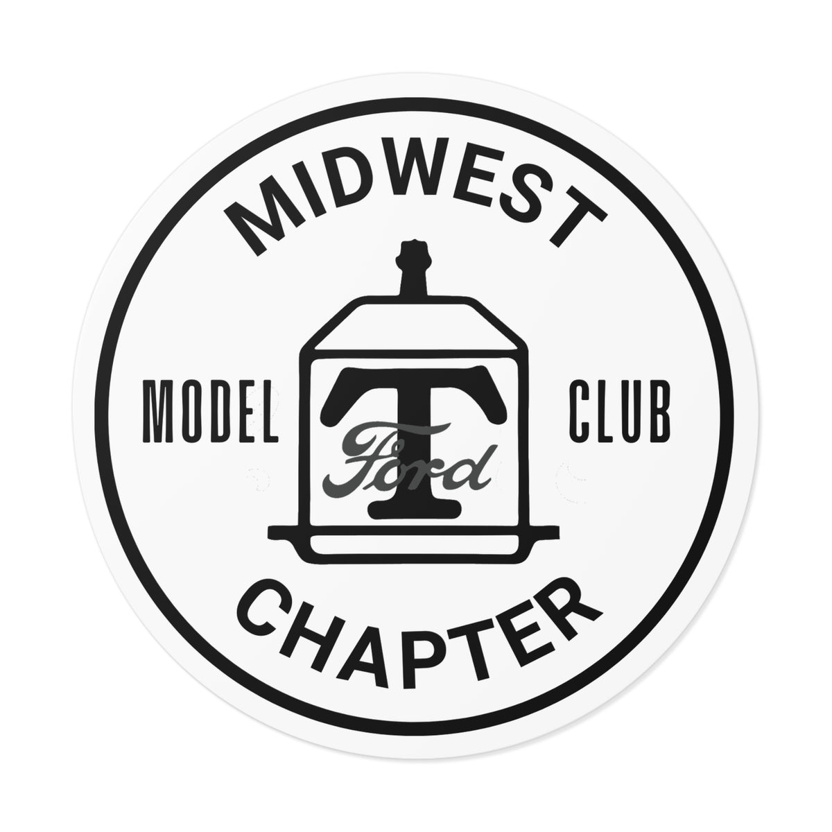 Midwest Chapter - The Model T Ford Club Round Vinyl Sticker — Vintage Car Decal