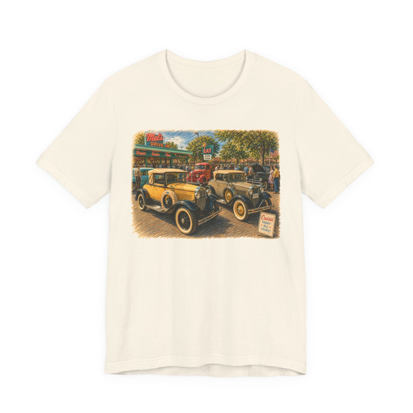 Mel's Drive-In Car Show T-Shirt — Unisex Jersey Short Sleeve Tee