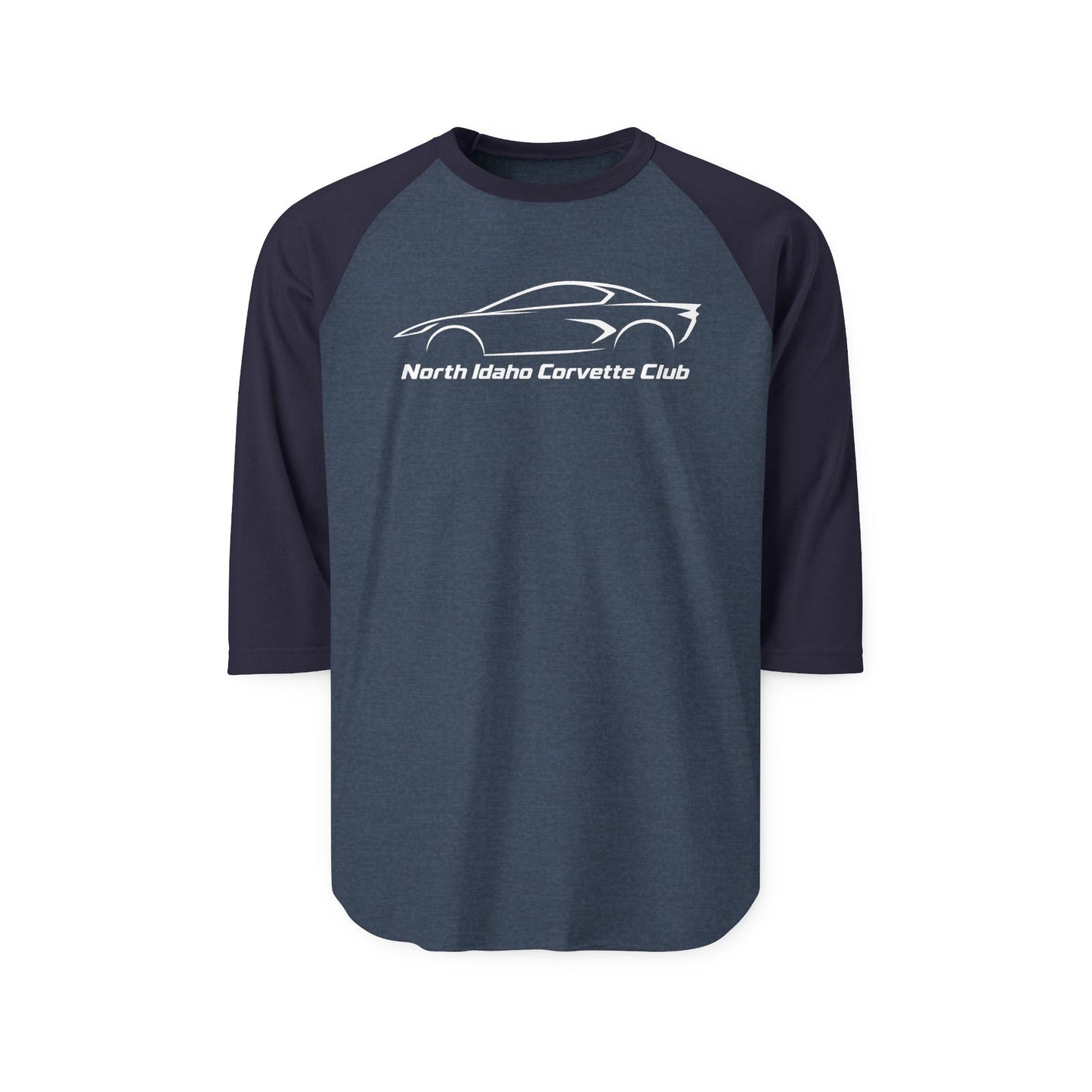 North Idaho Corvette Club Raglan Shirt — 3/4 Sleeve Car Club Tee