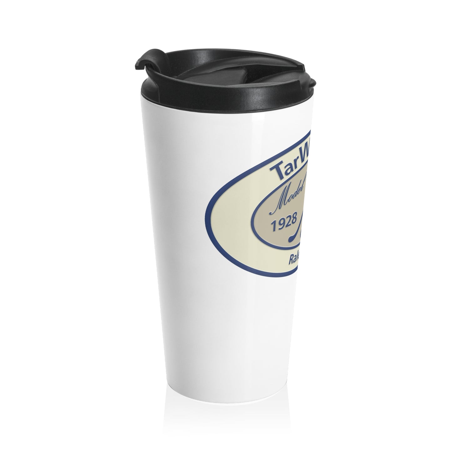 TarWheel A's Model A Club Stainless Steel Travel Mug — Raleigh, NC Vintage Car Logo