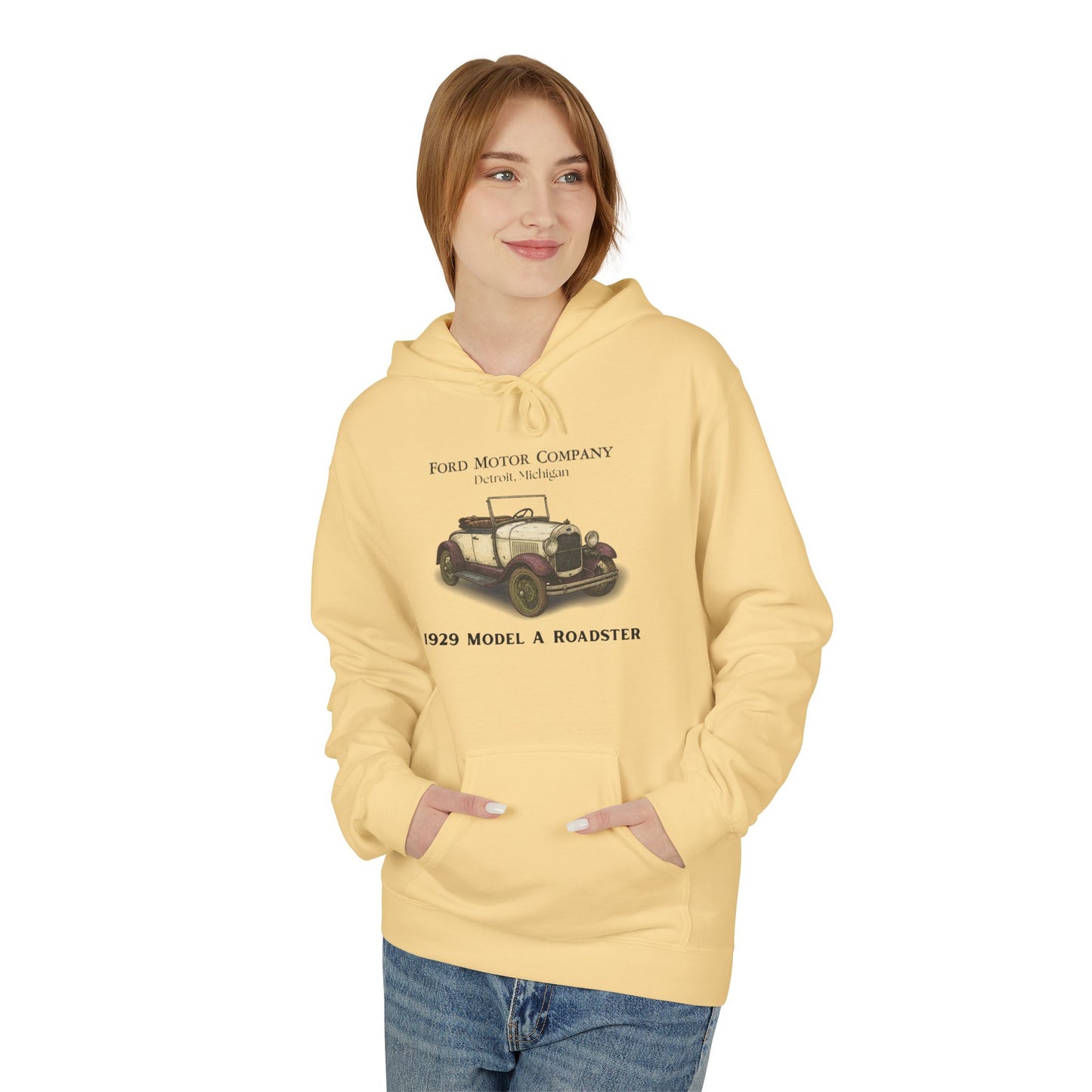 1929 Model A Ford Roadster Hoodie — Vintage Classic Car Graphic Hoodie