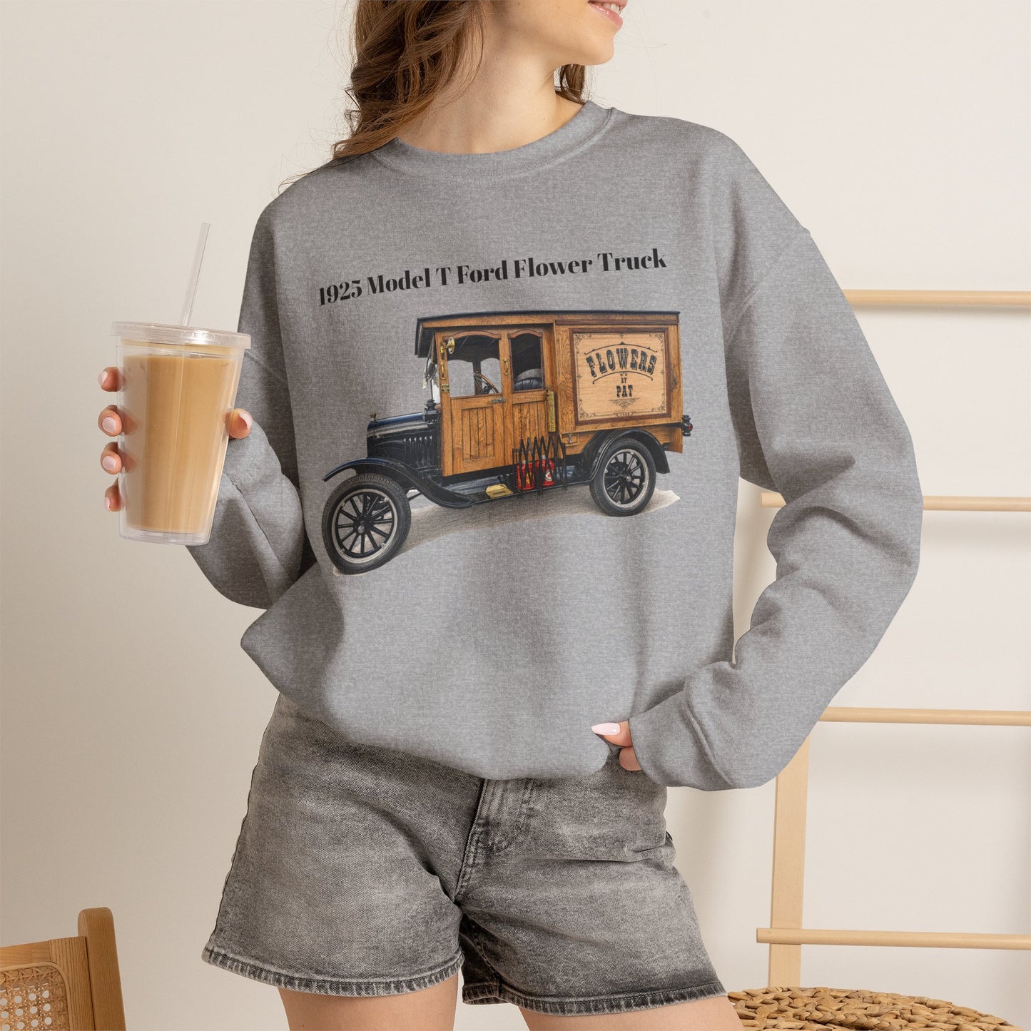 1925 Model T Ford Flower Delivery Truck Sweatshirt (DanS) - Unisex Heavy Blend™ Crewneck Sweatshirt