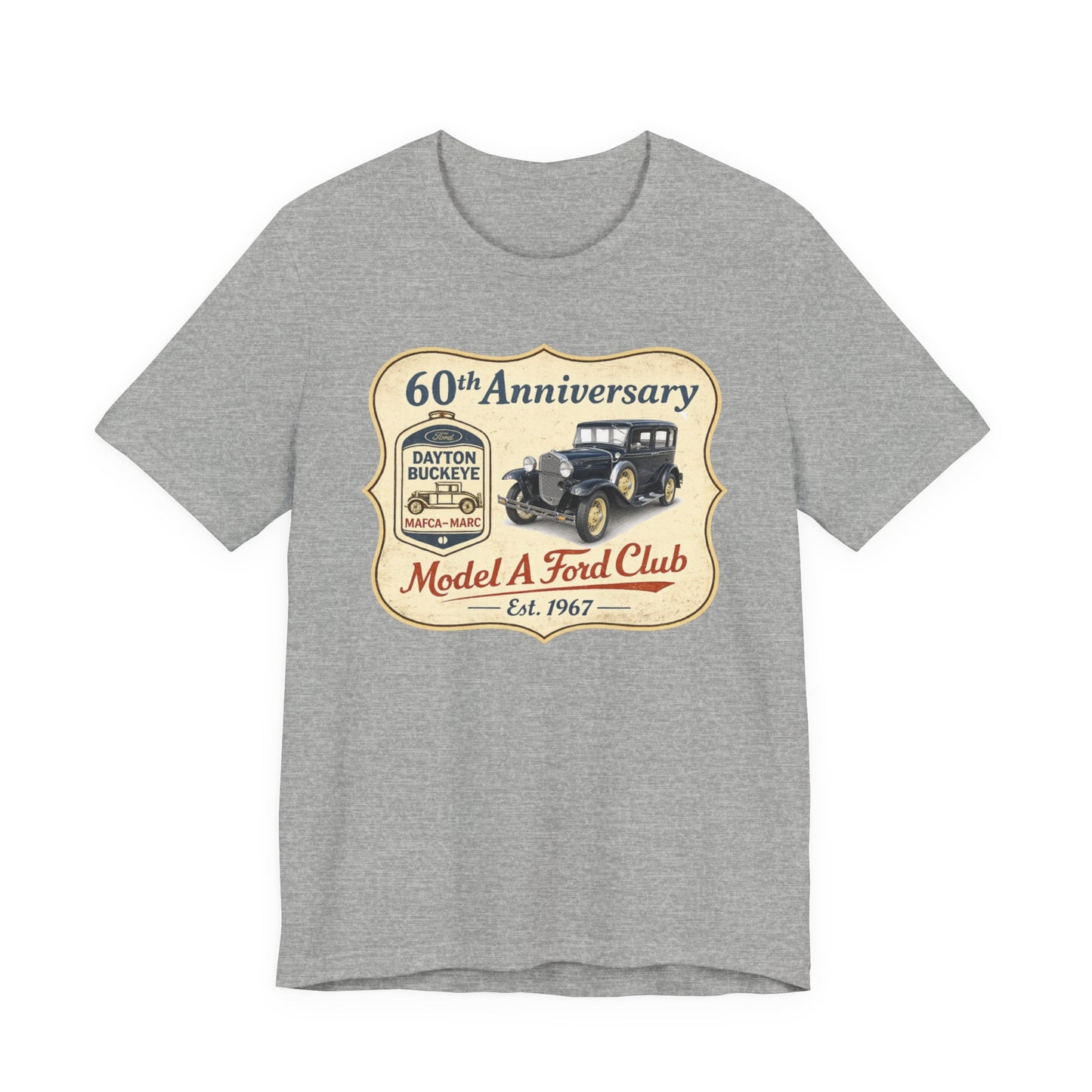Dayton Buckeye Model A Ford Club 60th Anniversary Tee (LTG) - Unisex Jersey Short Sleeve Tee