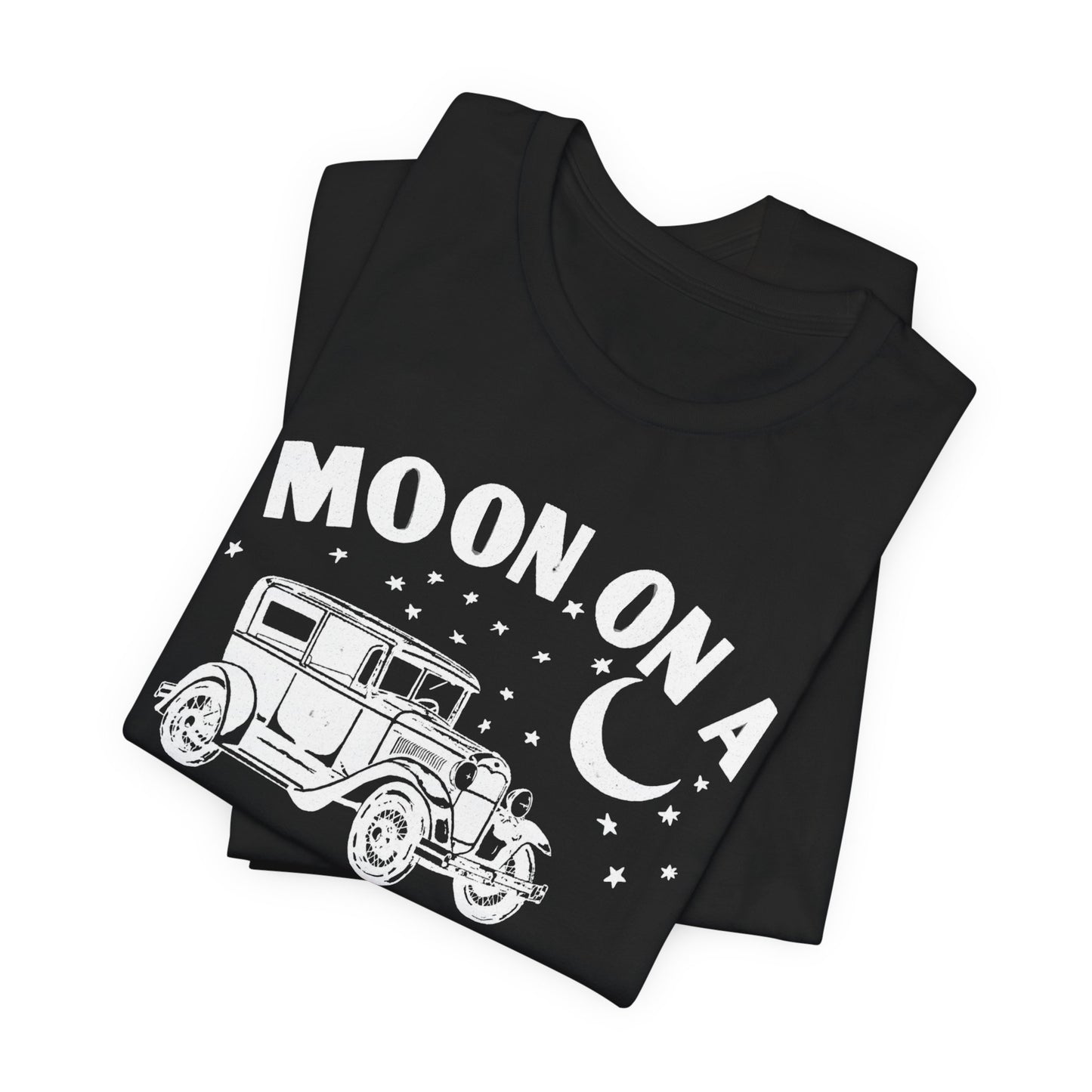 Moon On A Vintage Car T-Shirt — Retro Moon Graphic Tee