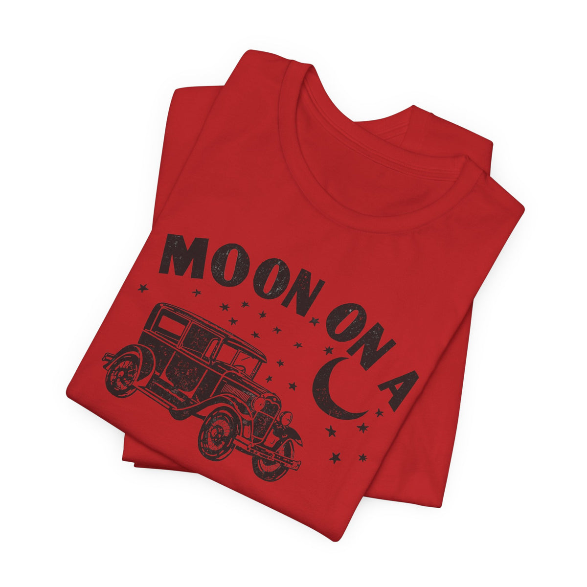 Moon On A Vintage Car T-Shirt — Retro Moon Graphic Tee