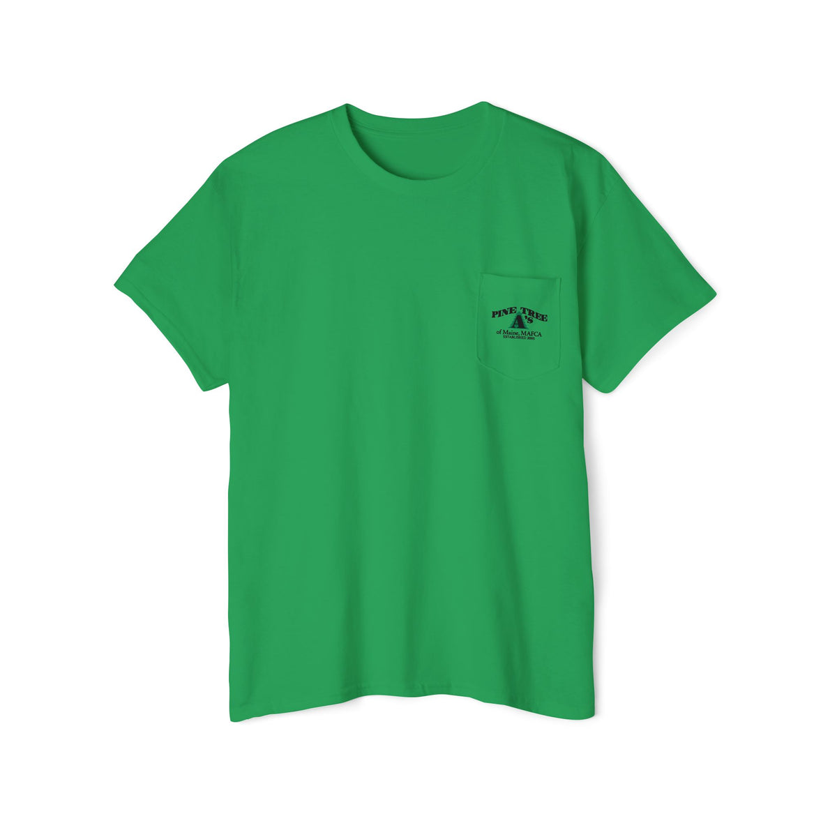 Pine Tree A's of Maine, MAFCA Front and Back Logos — Unisex Heavy Cotton Pocket Tee