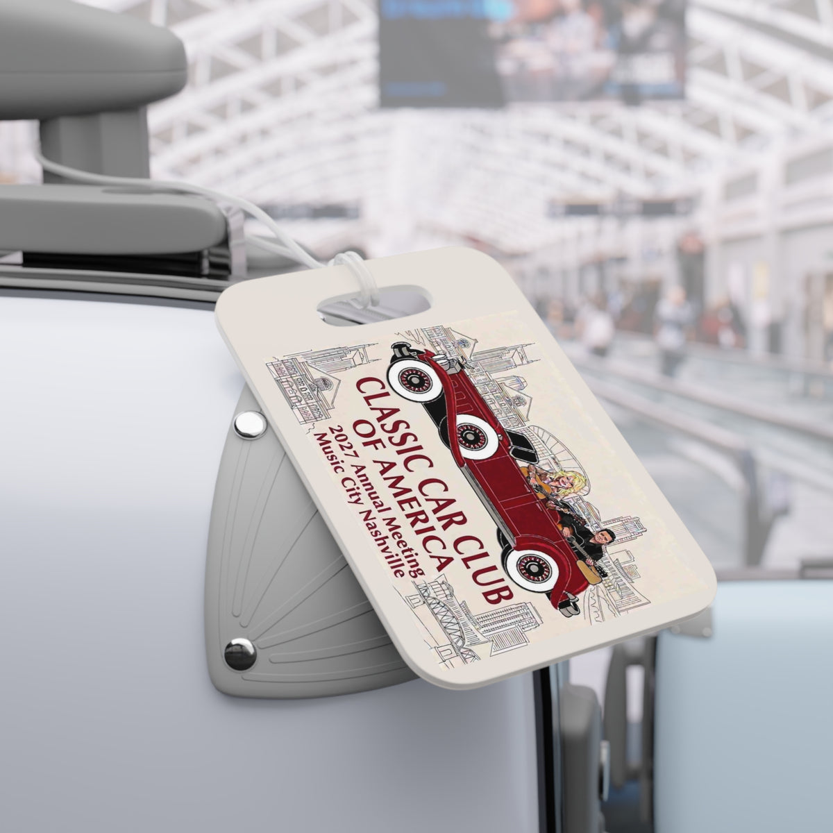 Classic Car Club of America Luggage Tag — Vintage Red Roadster Travel ID