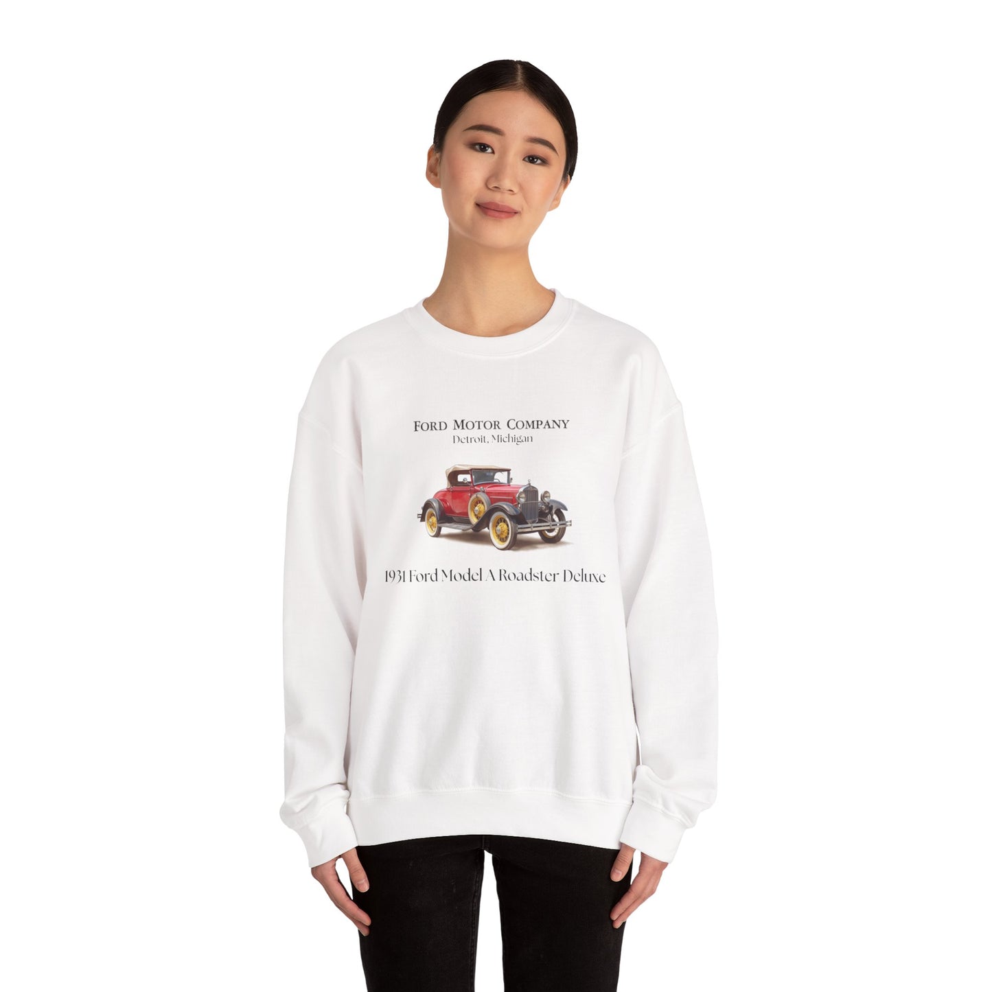 1931 Ford Model A Roadster Deluxe Sweatshirt – Vintage Car Graphic Crewneck