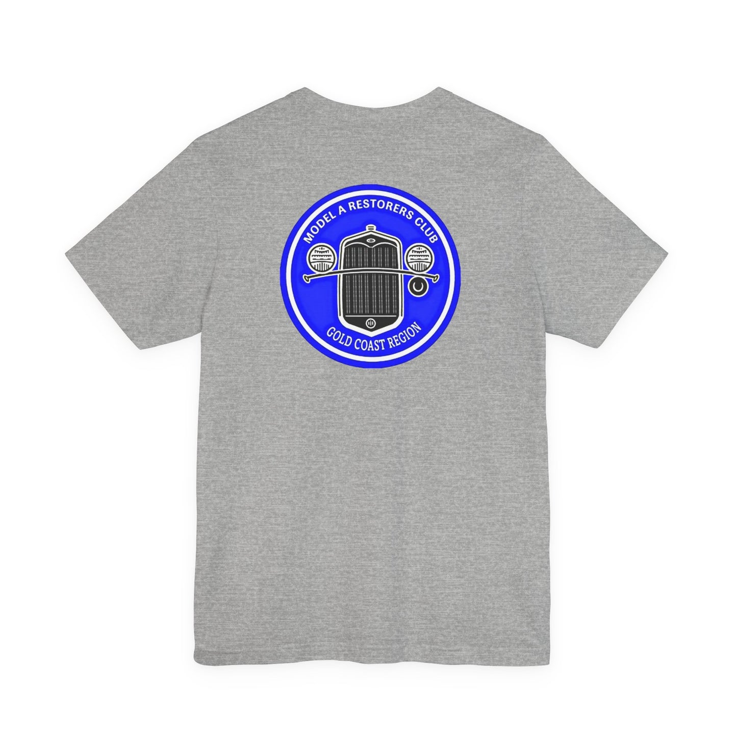 Gold Coast Region Model A Restorers Club T‑Shirt (small logo on front & large logo on back)