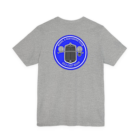Gold Coast Region Model A Restorers Club T‑Shirt (small logo on front & large logo on back)