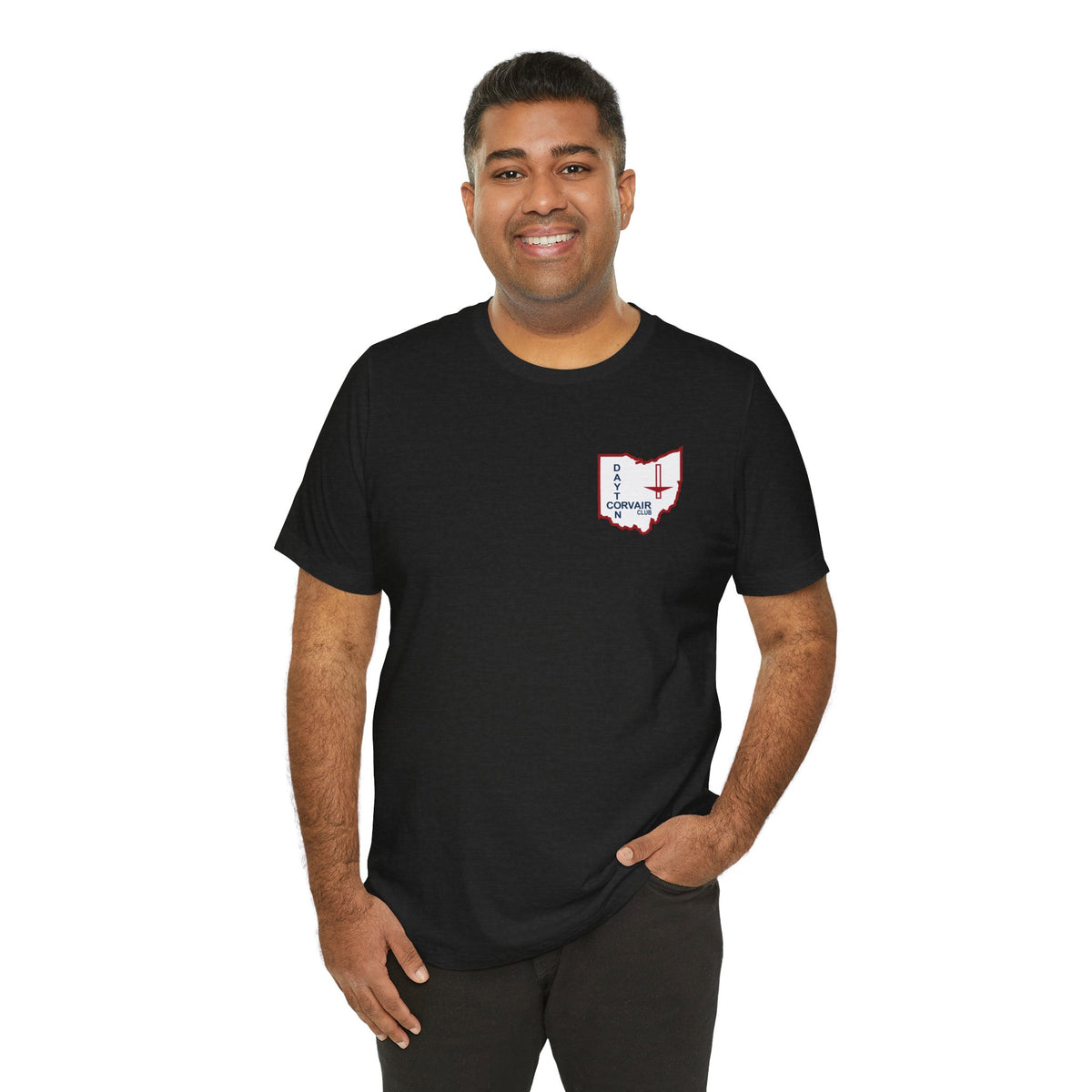 Dayton Corvair Club T-Shirt Unisex Jersey Short Sleeve Tee - Front and Back Logos