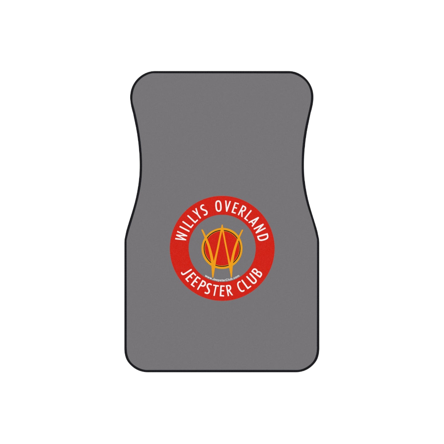 Willys Overland Jeepster Club Front Car Floor Mats — Custom Gray Logo Set (2)