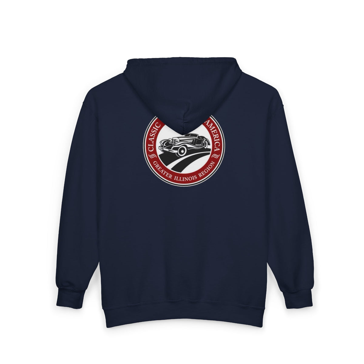 Classic Car Club of America Greater Illinois Region Classic Car Zip Hoodie — Front and Back Logos
