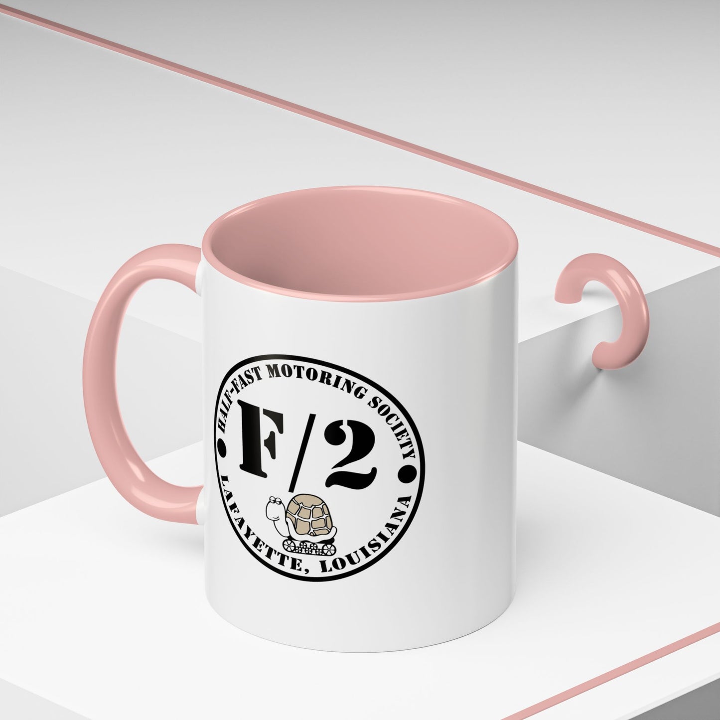 F/2 Half-Fast Motoring Society Accent Coffee Mug — Lafayette, Louisiana Emblem (11/15oz)