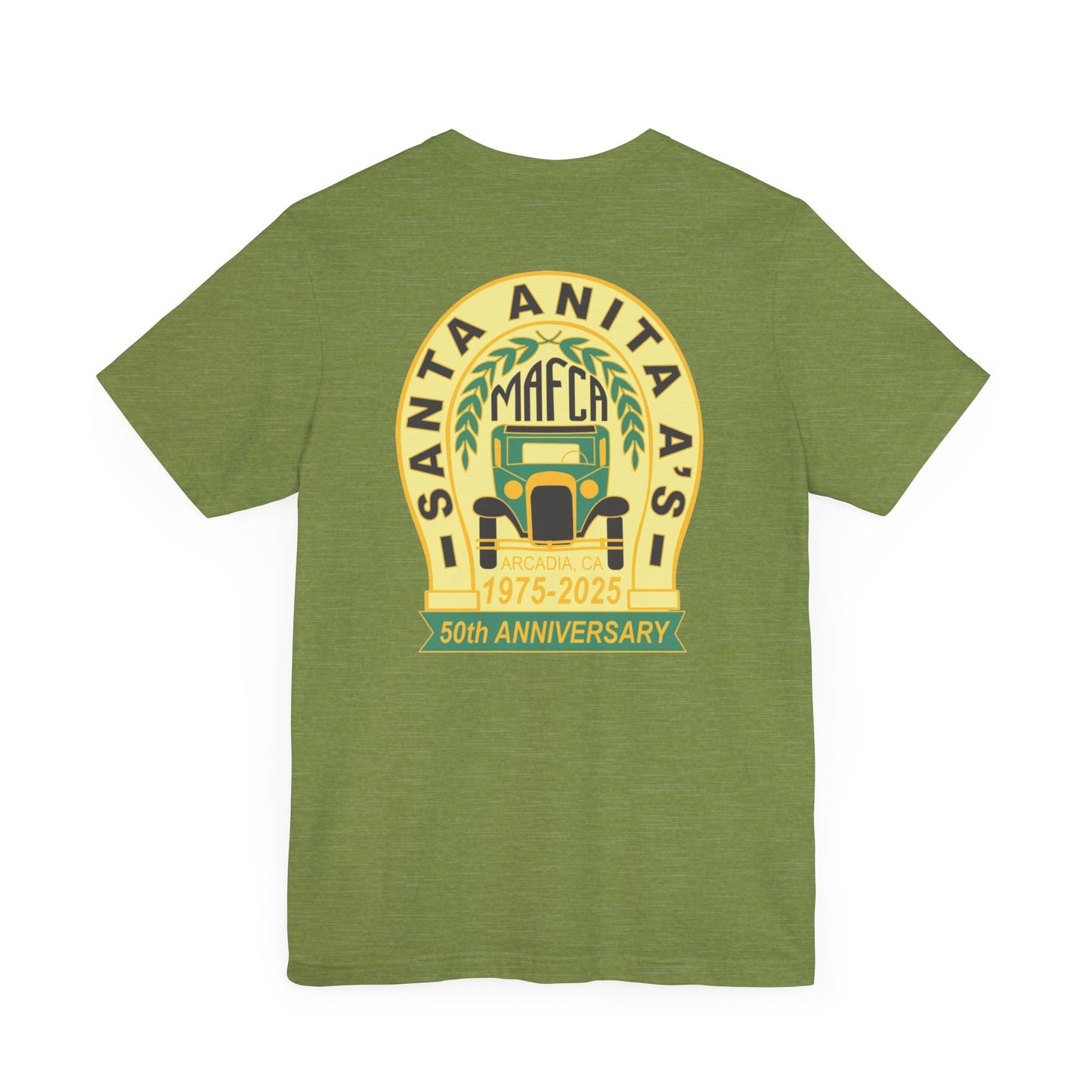 Santa Anita A's MAFCA 50th Anniversary Unisex Tee (front and back logos) - Celebrate with Style