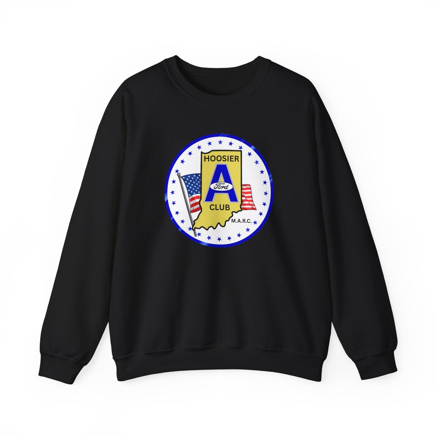Hoosier A Ford Club Logo Sweatshirt — Indiana Flag Patch Crewneck
