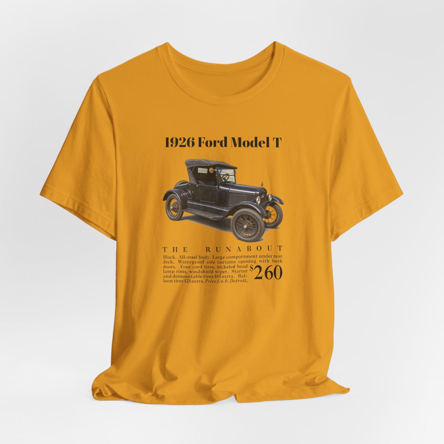 1926 Ford Model T Runabout Vintage Car Tee — Unisex Jersey Short Sleeve Tee