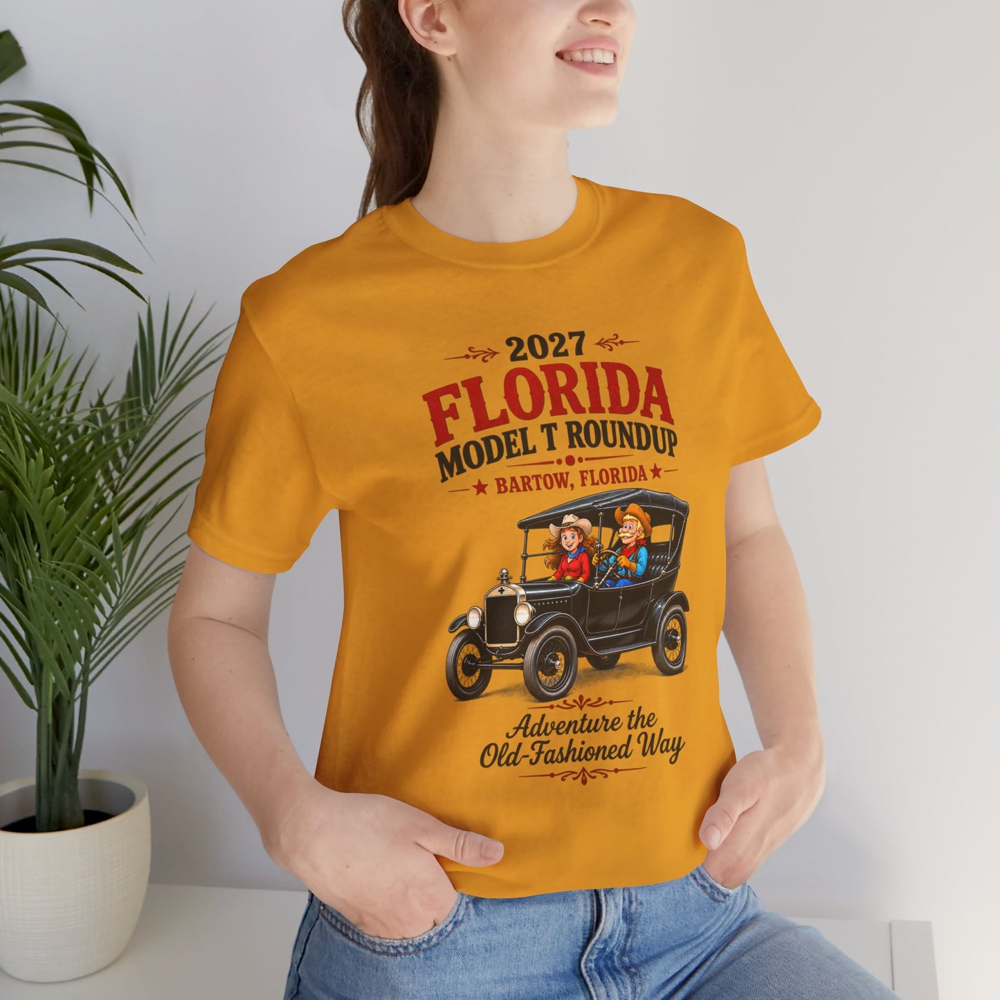 Florida Model T Roundup 2027 Soft-Style T-Shirt — Front Graphic