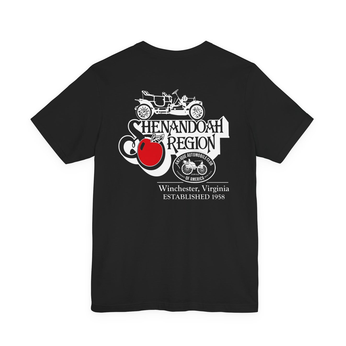 Shenandoah Region AACA Tee — Small AACA Front Logo and Large Shenandoah Region AACA Back Logo