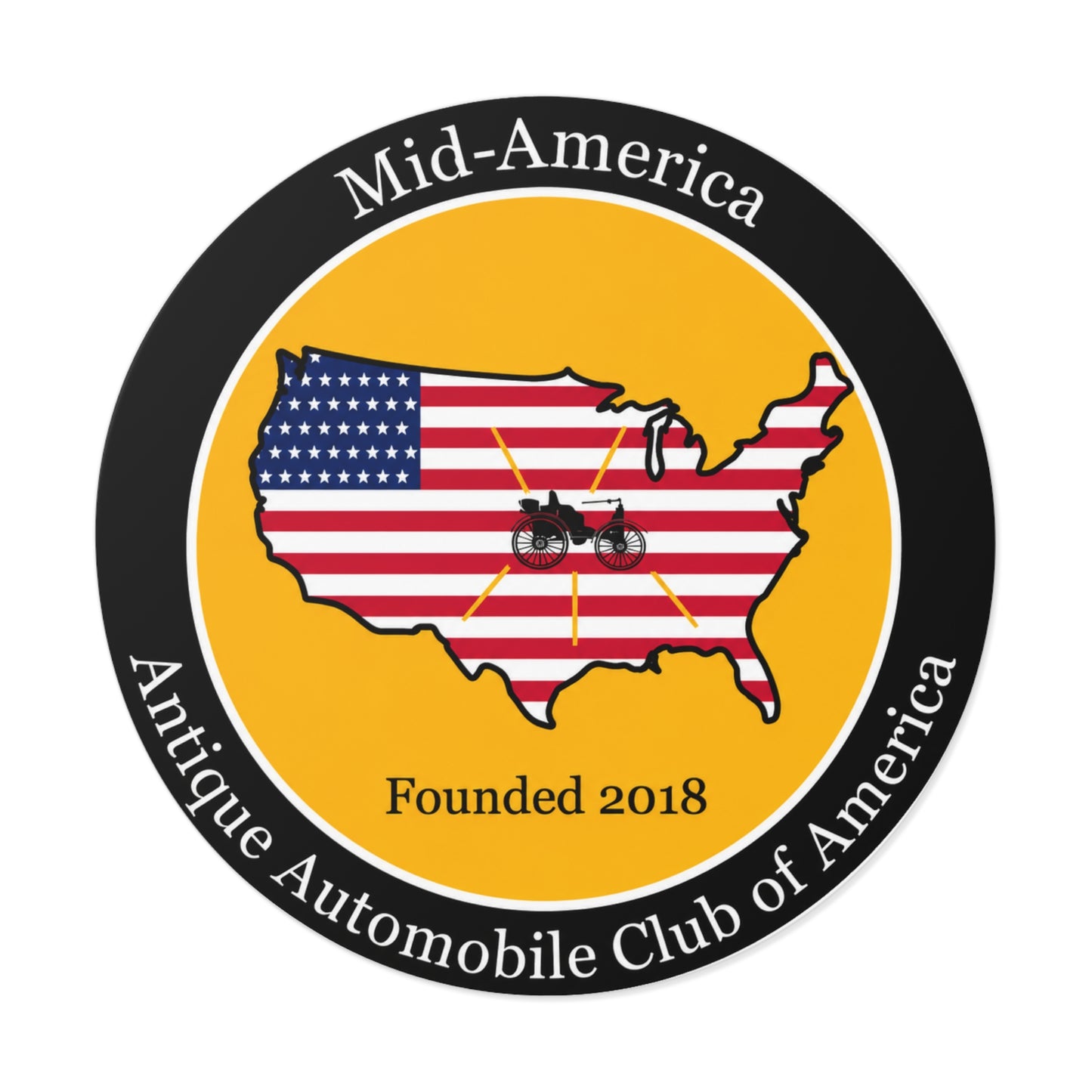 Mid-America Region AACA Round Vinyl Sticker — Great for Windshields