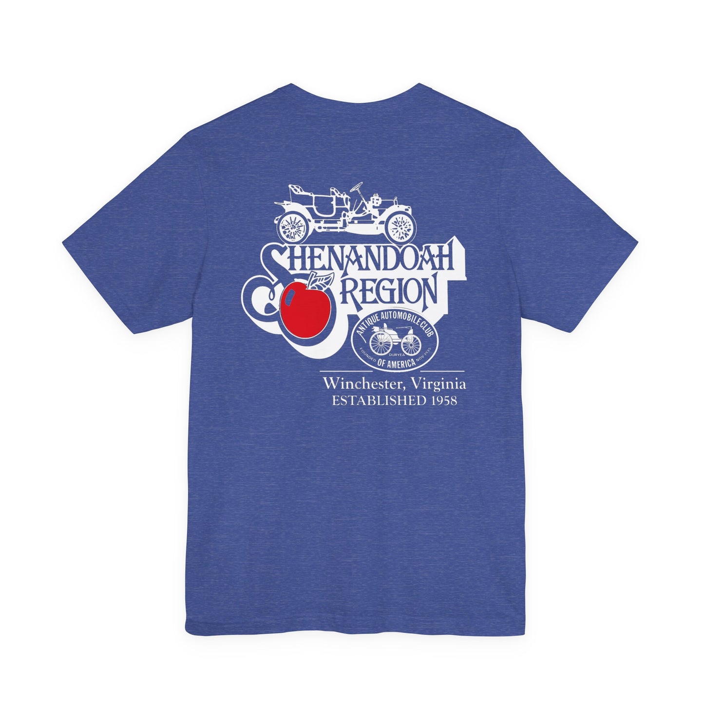 Shenandoah Region AACA Tee — Small AACA Front Logo and Large Shenandoah Region AACA Back Logo