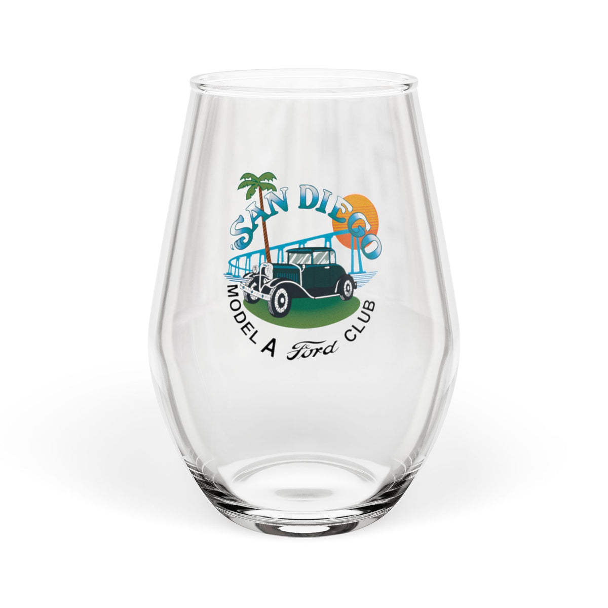 San Diego Model A Ford Club Stemless Wine Glass