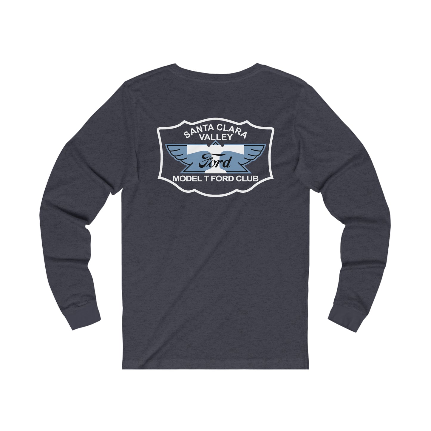 Santa Clara Valley Model T Ford Club (front and back print) Unisex Jersey Long Sleeve Tee