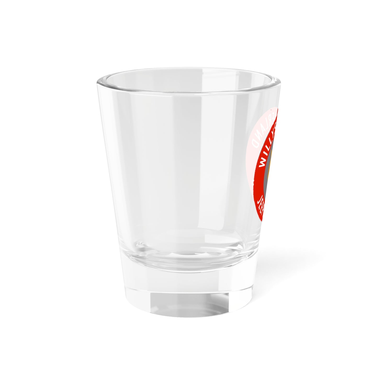 Willys Overland Jeepster Club 1.5oz Shot Glass — Vintage Jeep Enthusiast Bar Glass