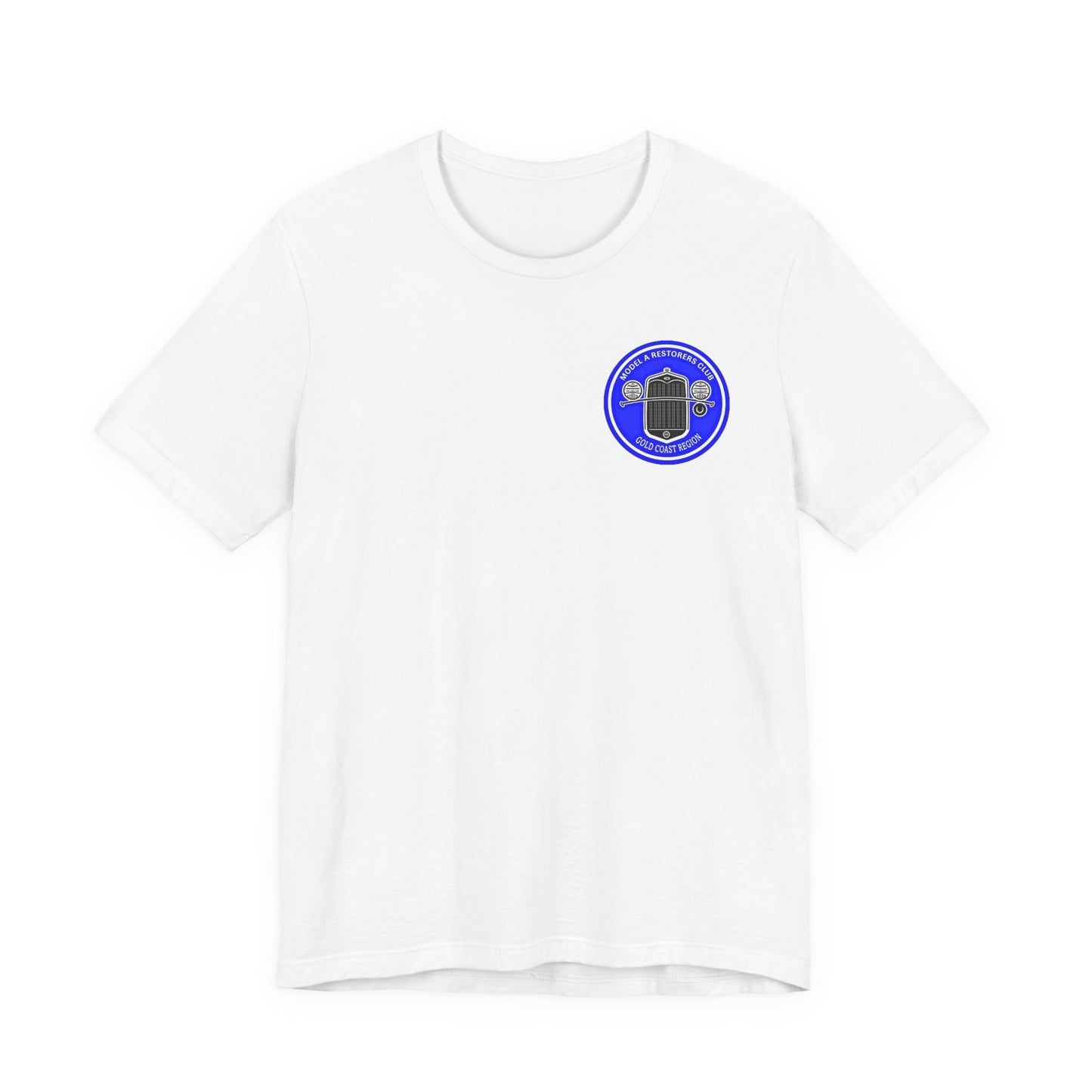Gold Coast Region Model A Restorers Club T‑Shirt (small logo on front & large logo on back)