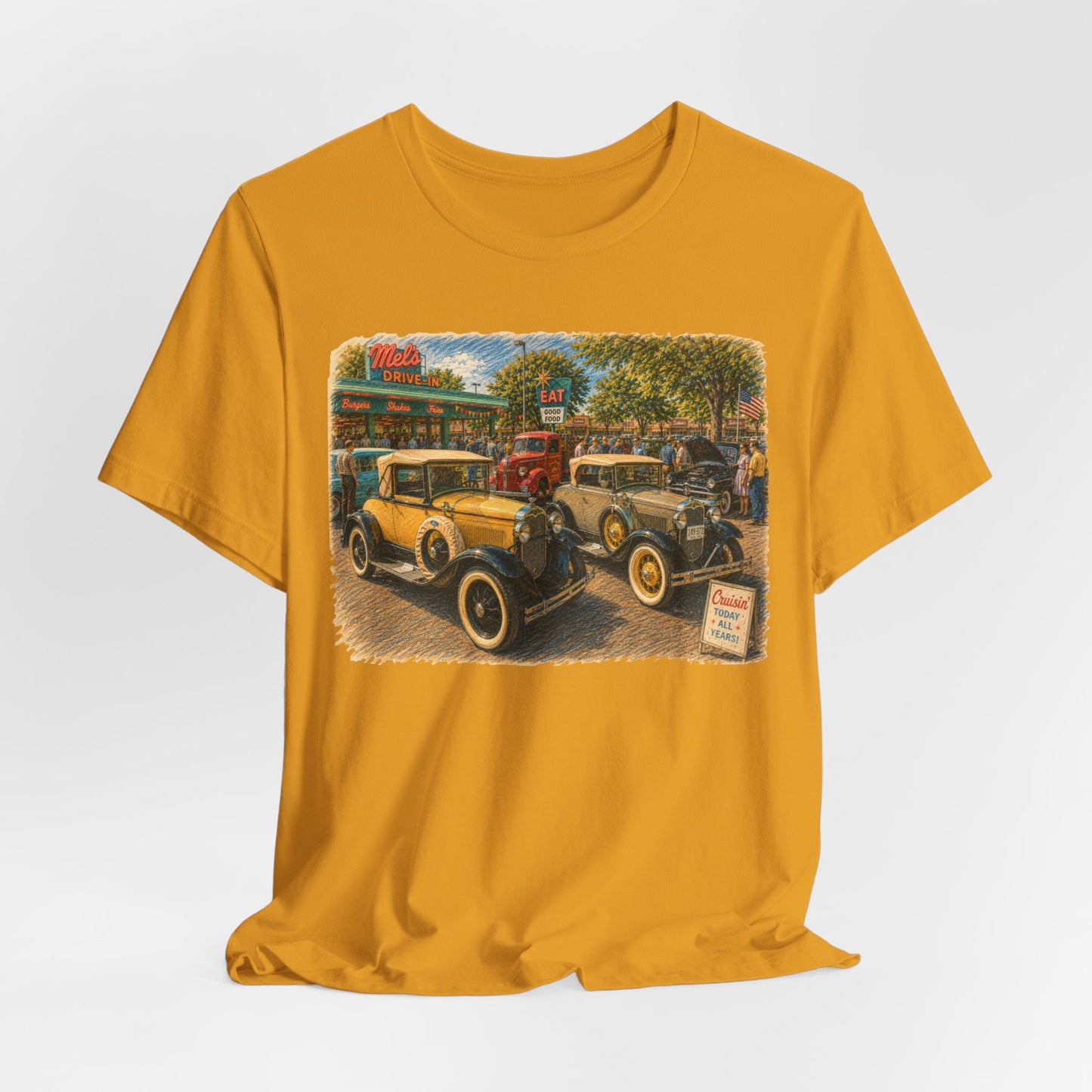 Mel's Drive-In Car Show T-Shirt — Unisex Jersey Short Sleeve Tee