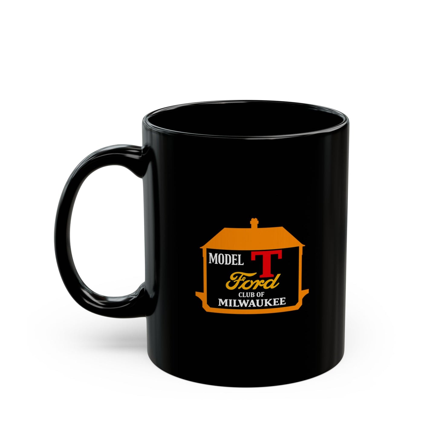 Greater Milwaukee Model T Ford Club Black Ceramic Mug – Vintage Car Club Logo (11oz, 15oz)