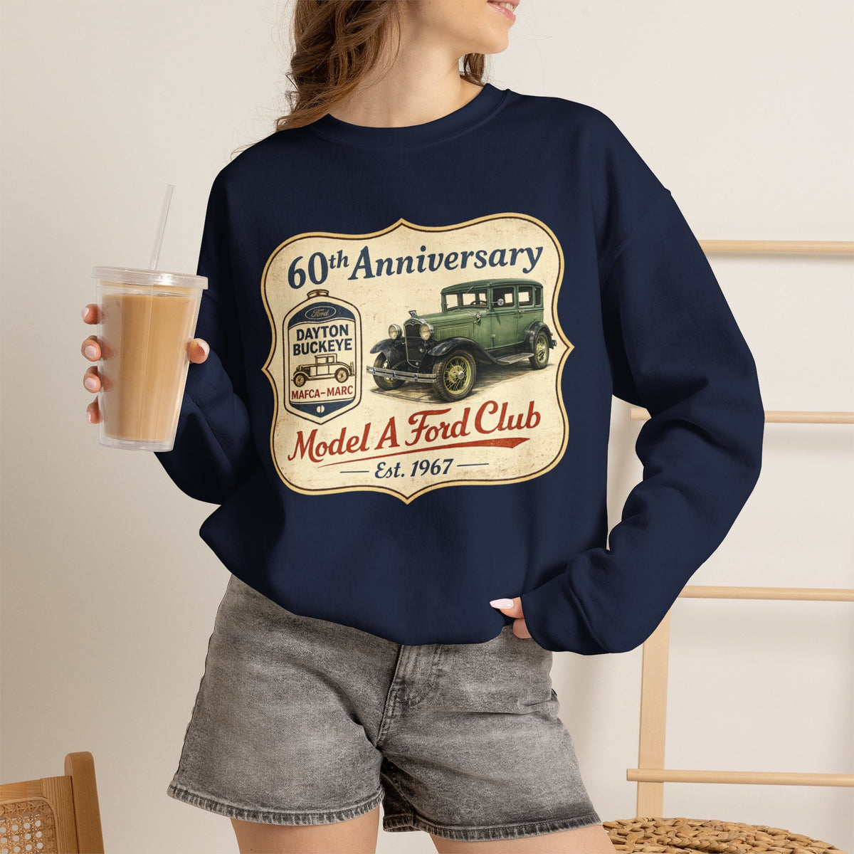 Dayton Buckeye Model A Ford Club 60th Anniversary Unisex Heavy Blend™ Crewneck Sweatshirt Gildan (SSG)