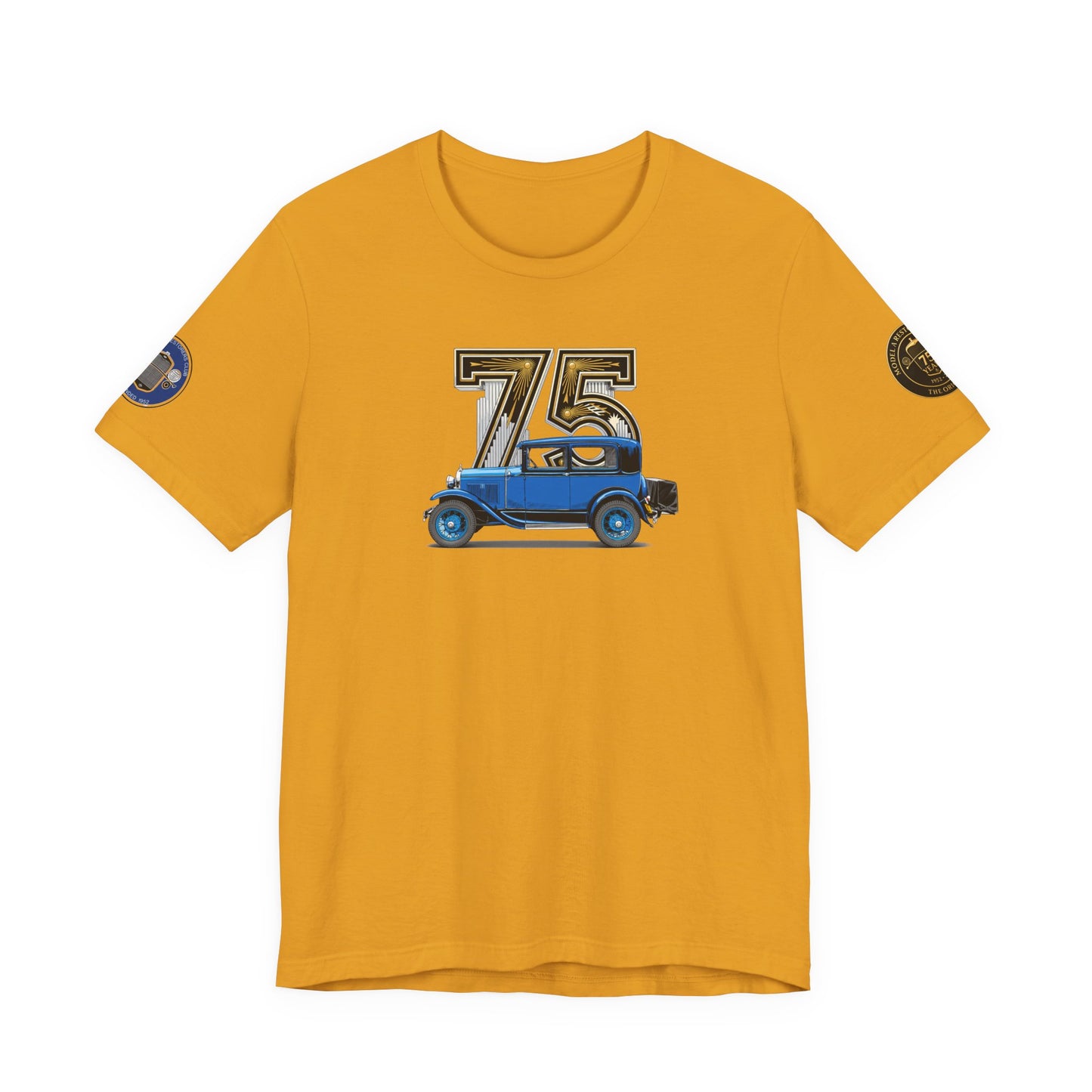 MARC 75th Anniversary T-shirt with blue sedan and MARC logos on both sleeves